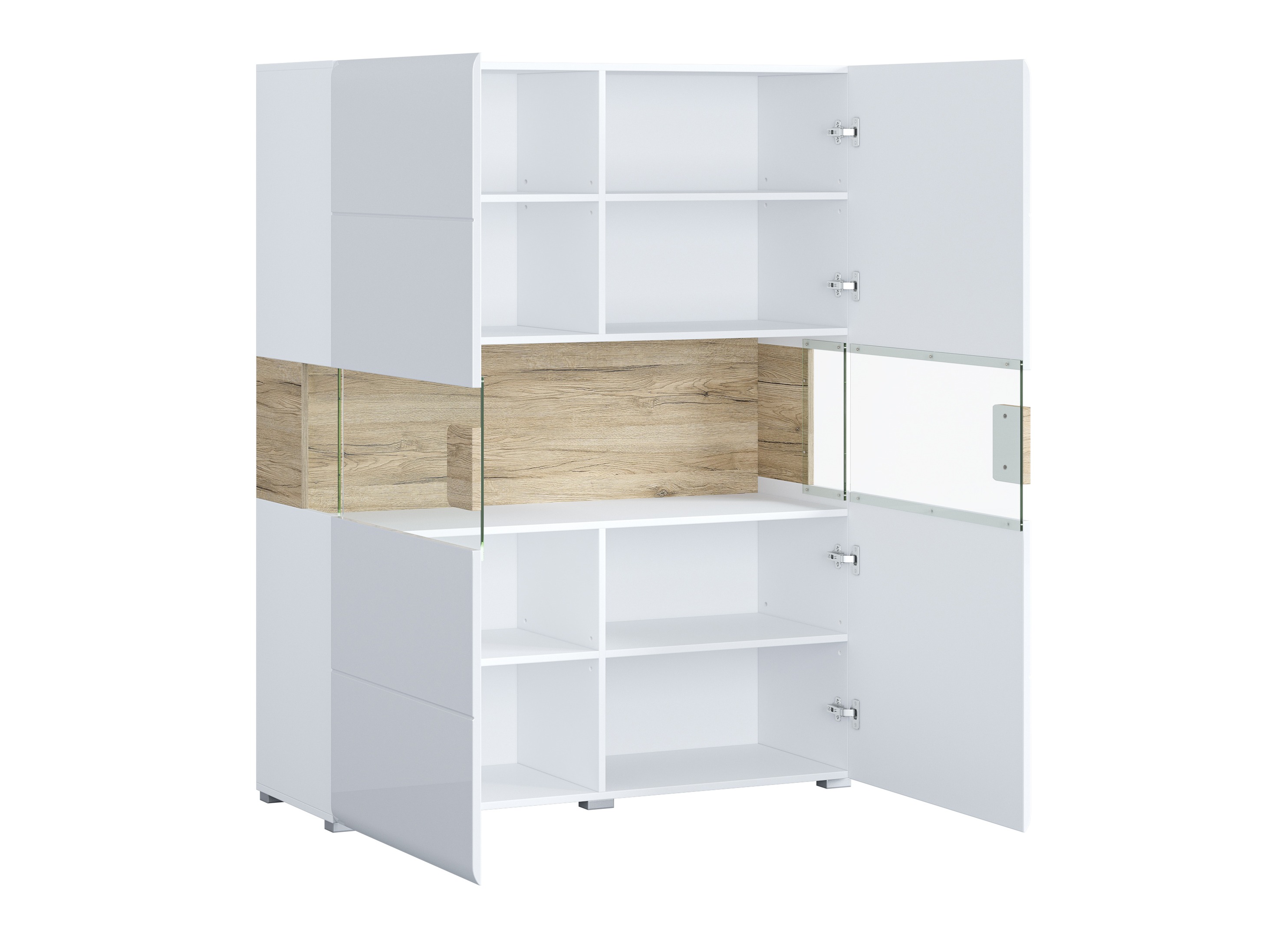 Conjunto de salón Torsone 104 (Blanco + Blanco brillante + Roble sanremo)