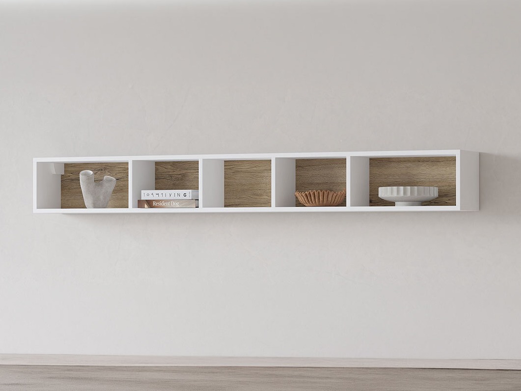 Estantería de pared Torsone 105 (Blanco + Roble sanremo)
