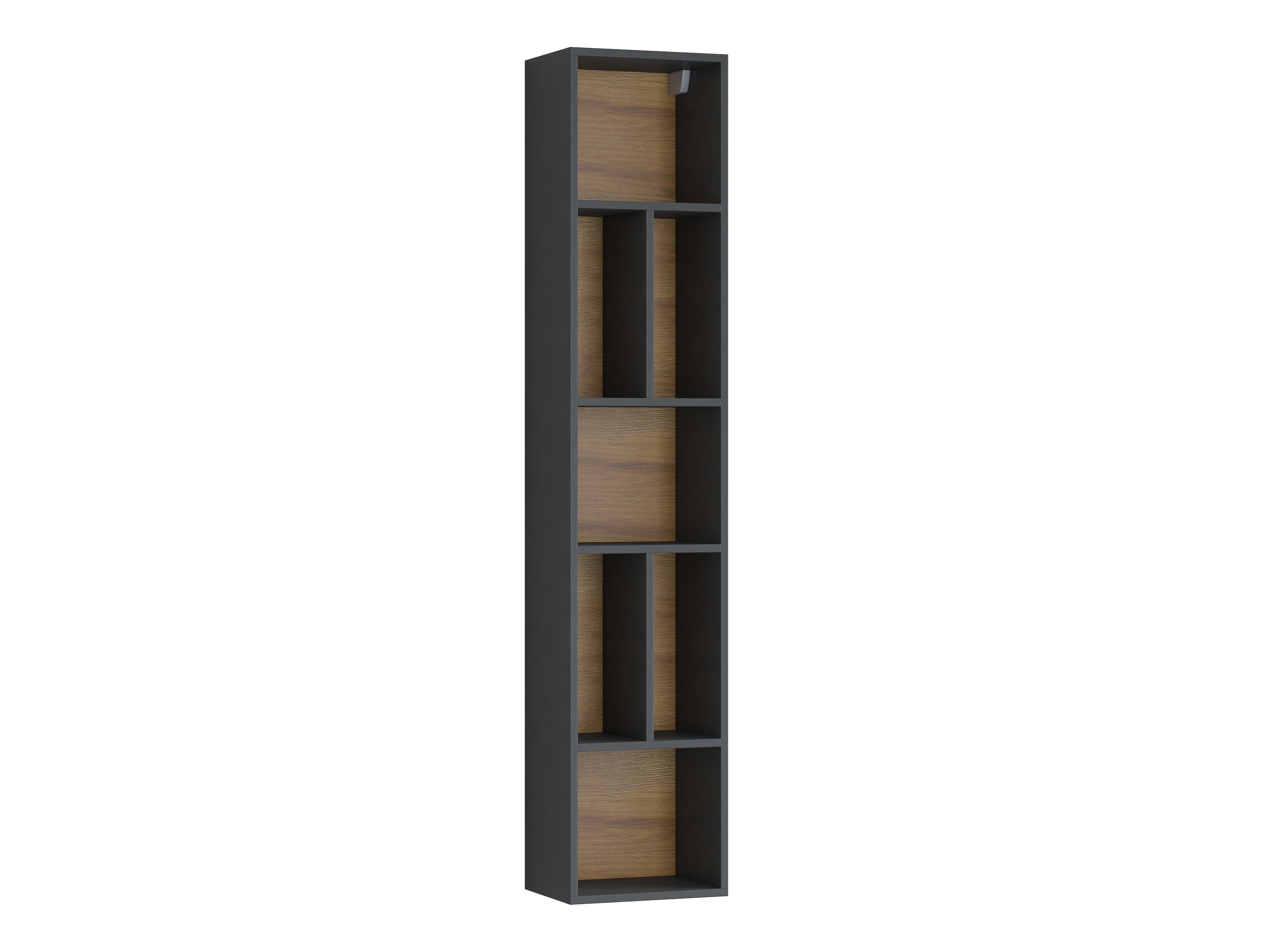 Estantería de pared Torsone 106 (Antracita + Gloss antracita + Roble nieto)