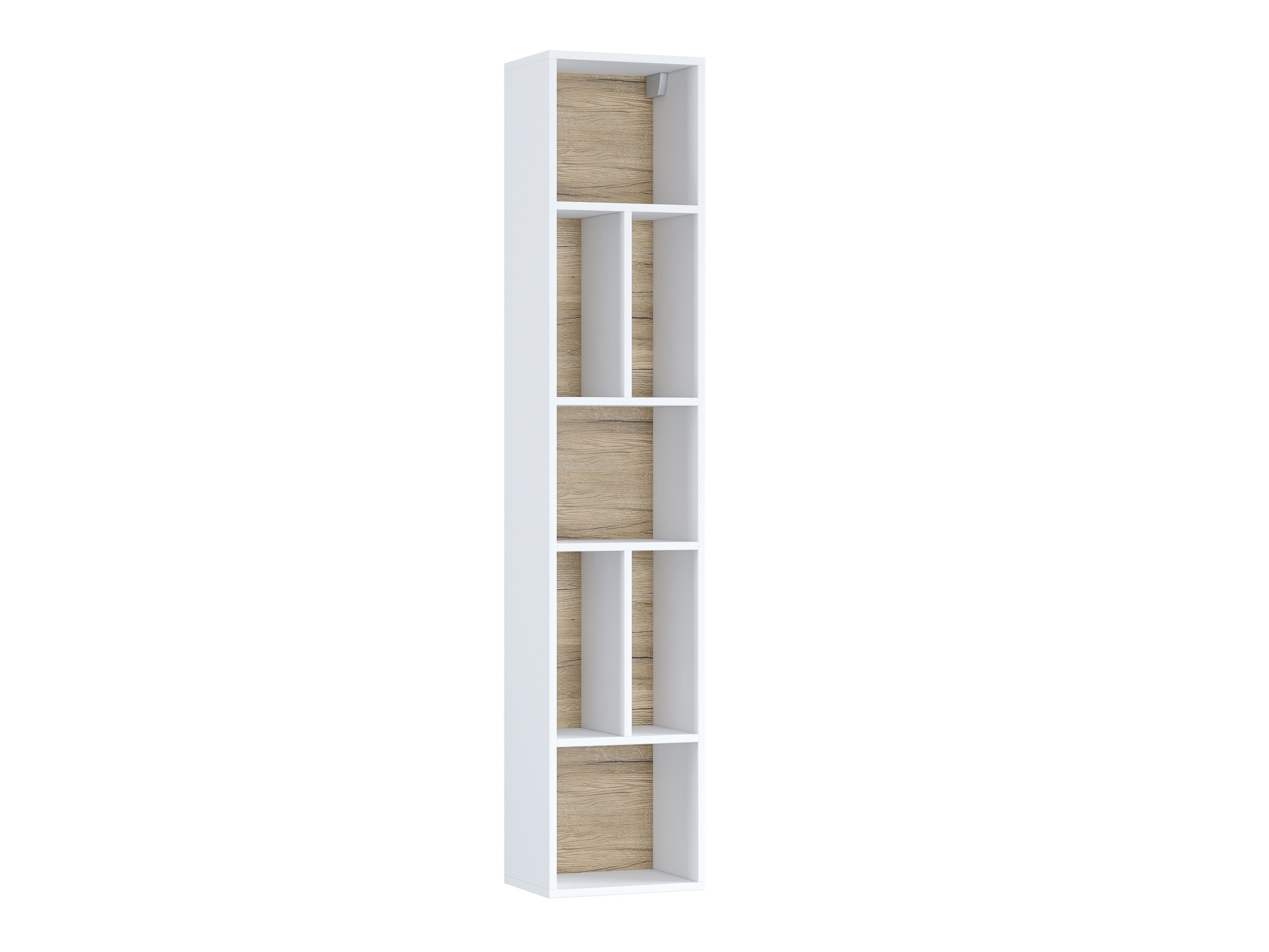 Estantería de pared Torsone 106 (Blanco + Blanco brillante + Roble sanremo)