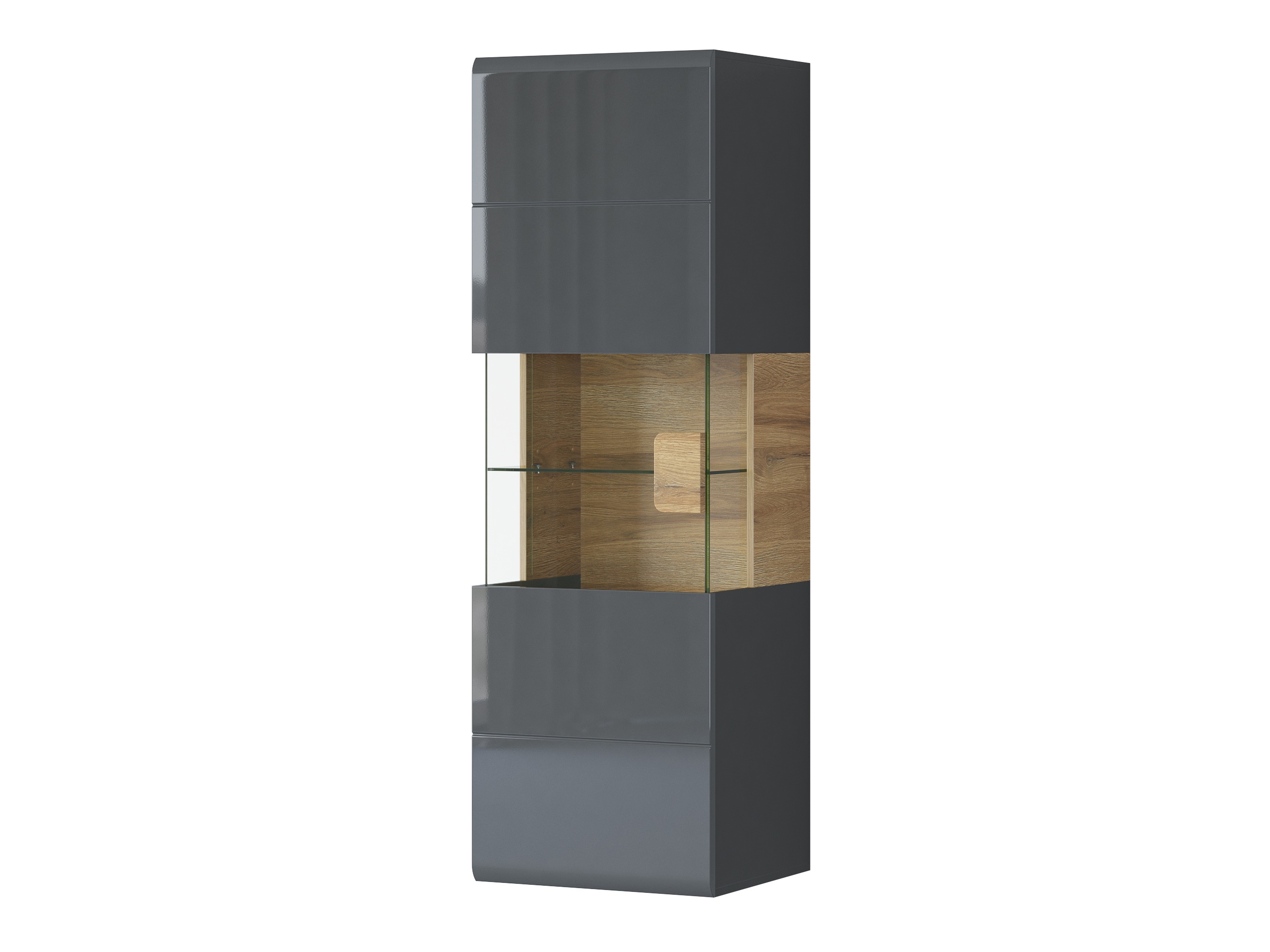 Estantería de pared Torsone 109 (Antracita + Gloss antracita + Roble nieto)