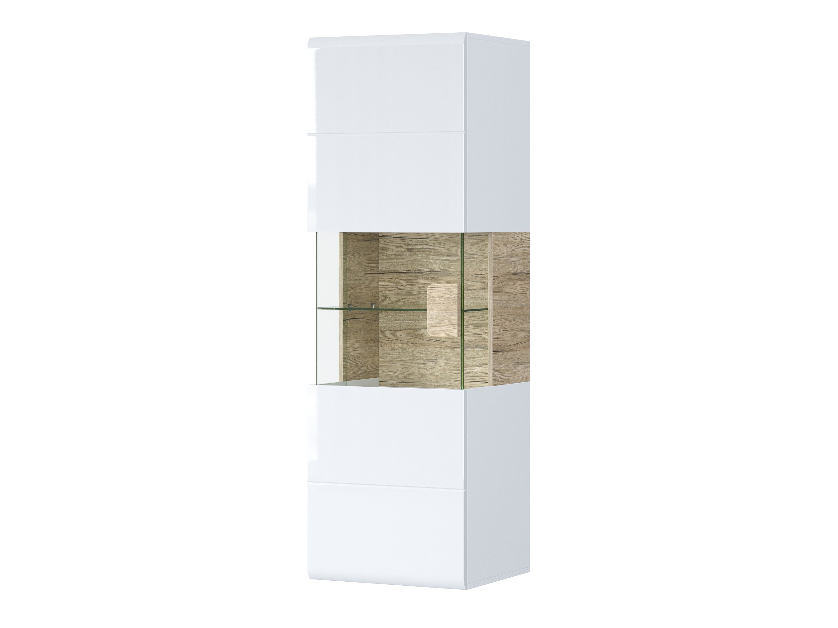 Estantería de pared Torsone 109 (Blanco + Blanco brillante + Roble sanremo)