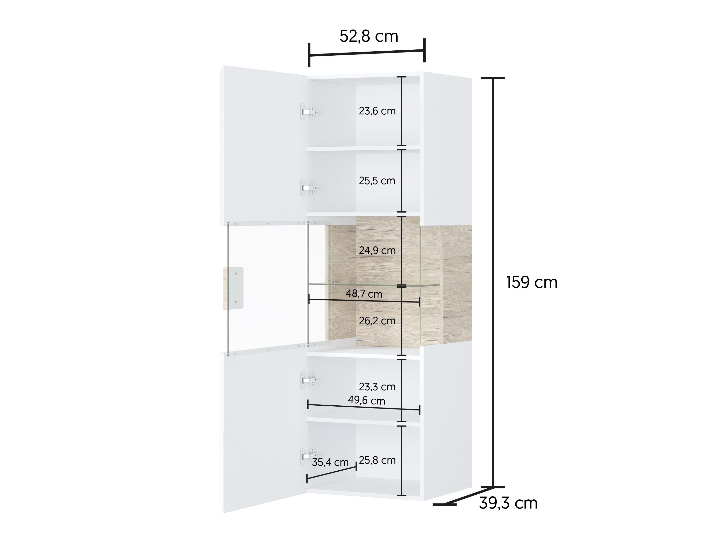 Estantería de pared Torsone 109 (Blanco + Blanco brillante + Roble sanremo)
