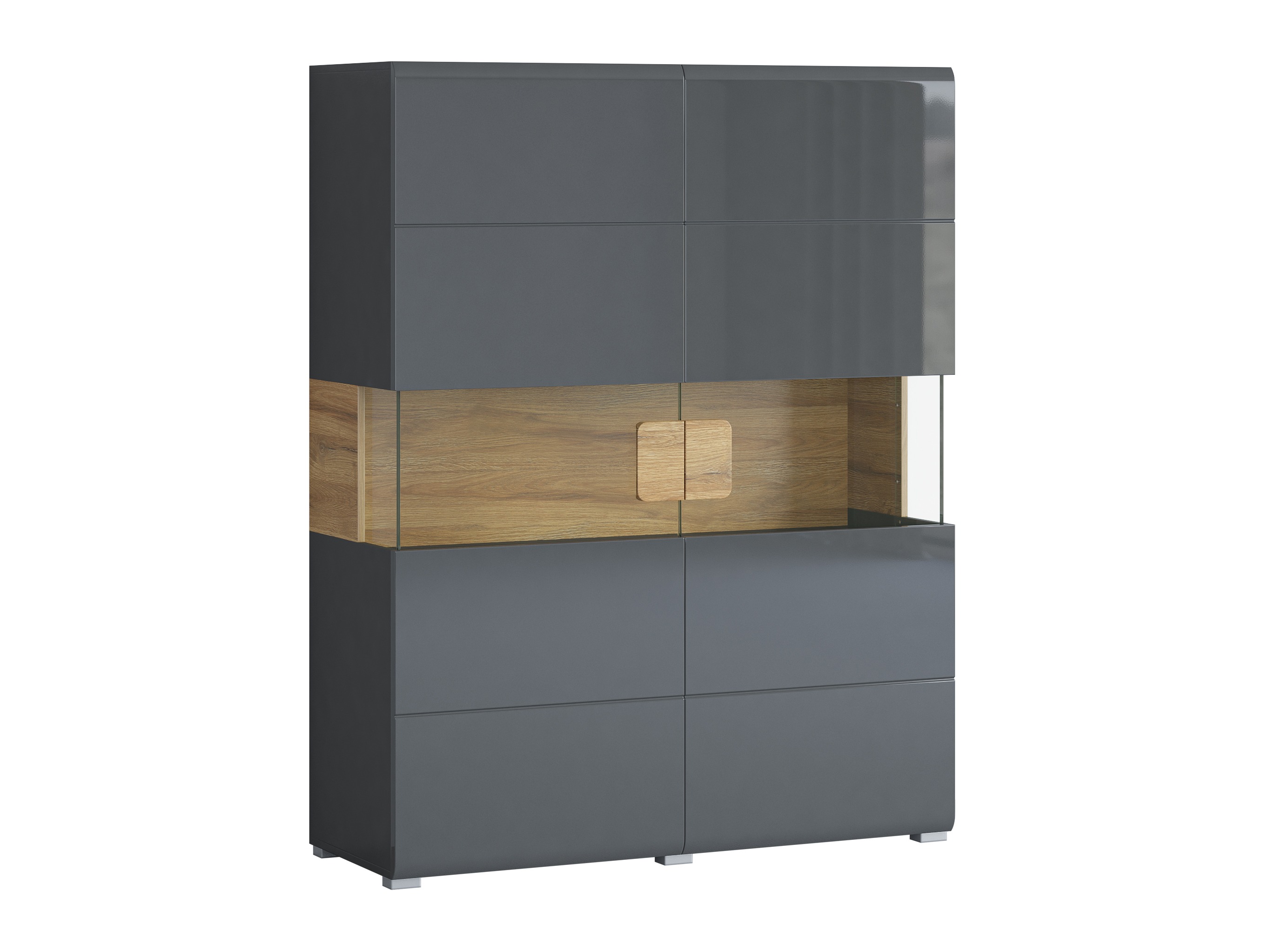 Estantería Torsone 107 (Antracita + Gloss antracita + Roble nieto)