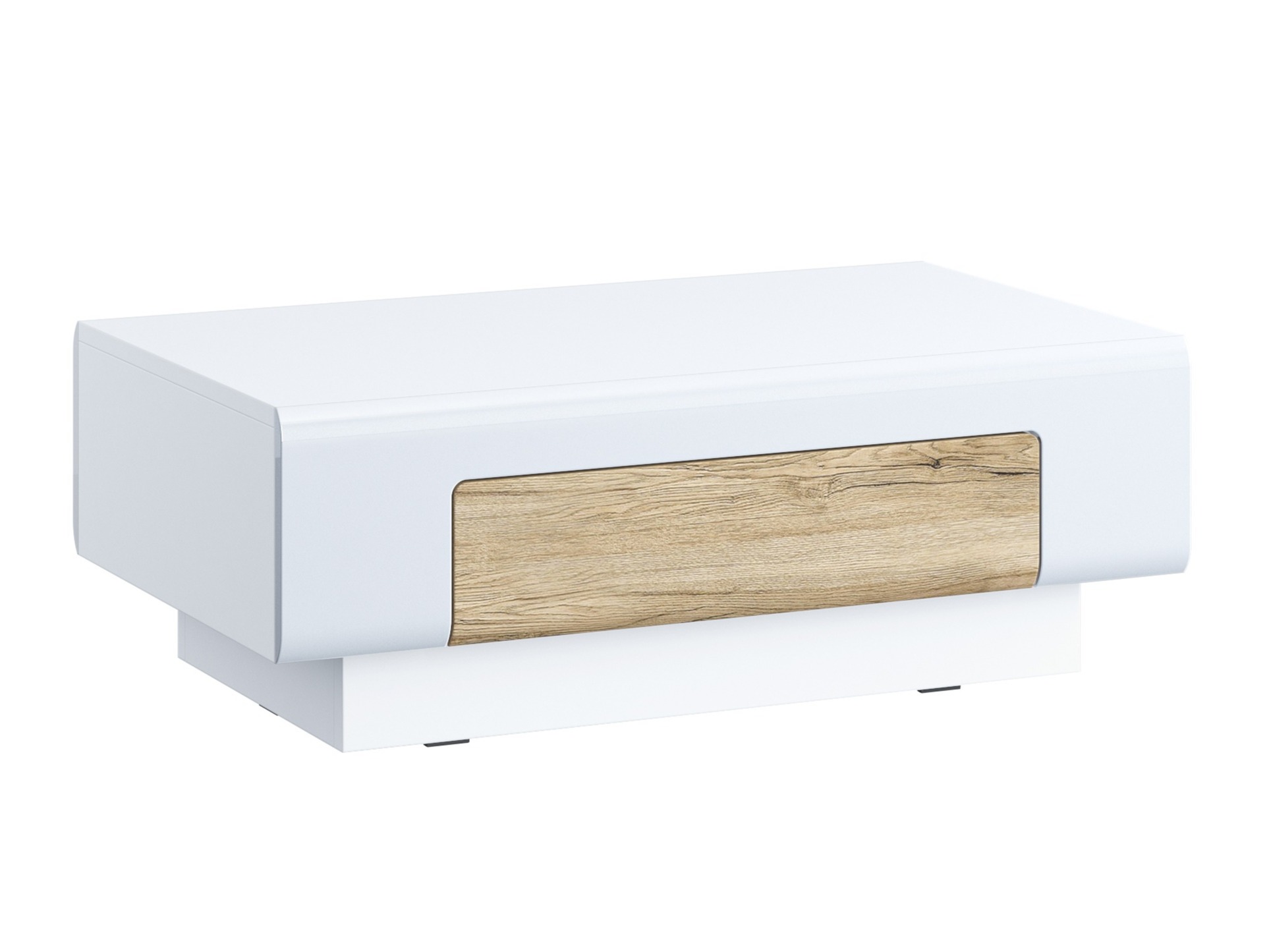 Mesa de centro Torsone 111 (Blanco + Blanco brillante + Roble sanremo)