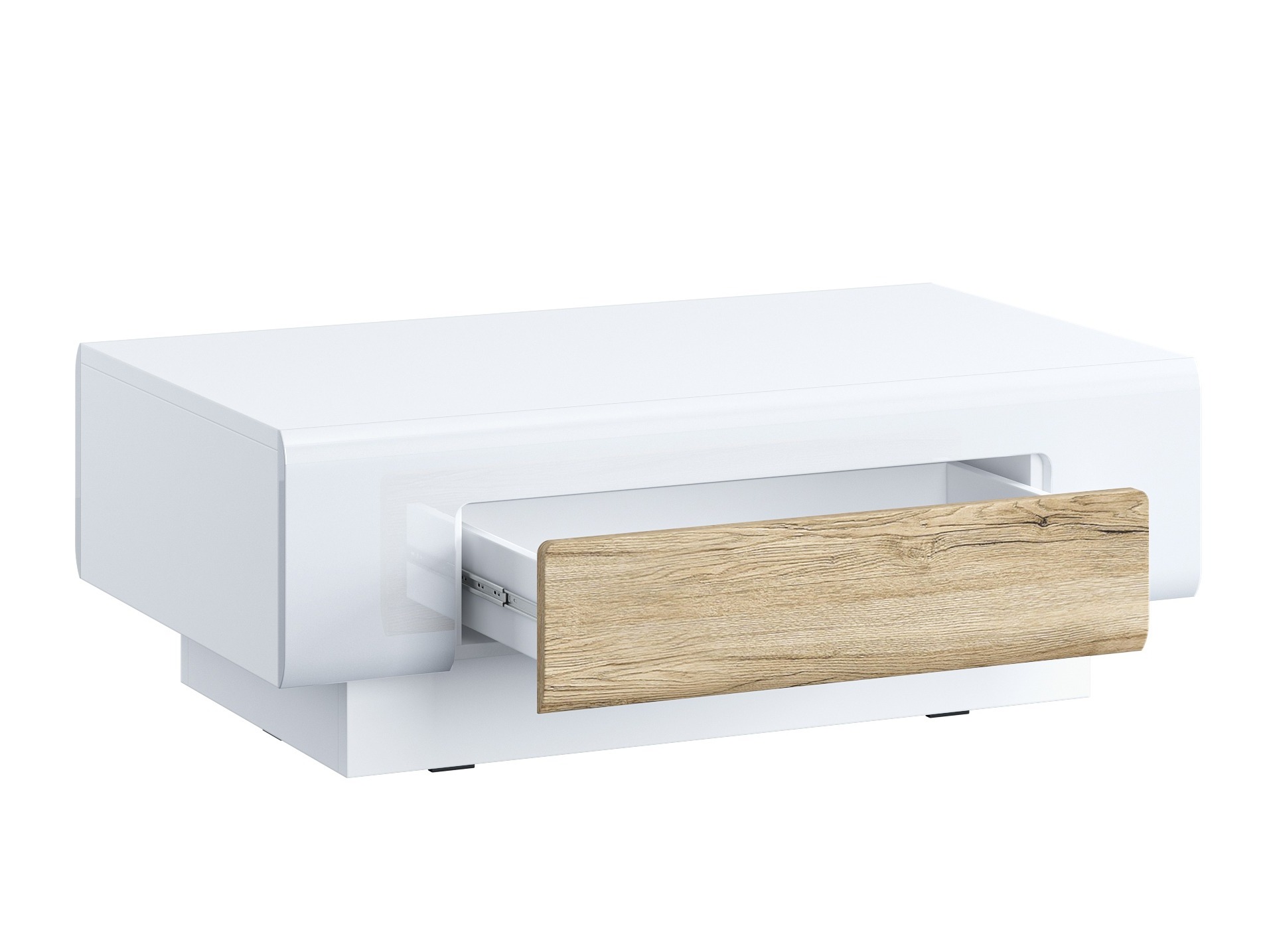 Mesa de centro Torsone 111 (Blanco + Blanco brillante + Roble sanremo)