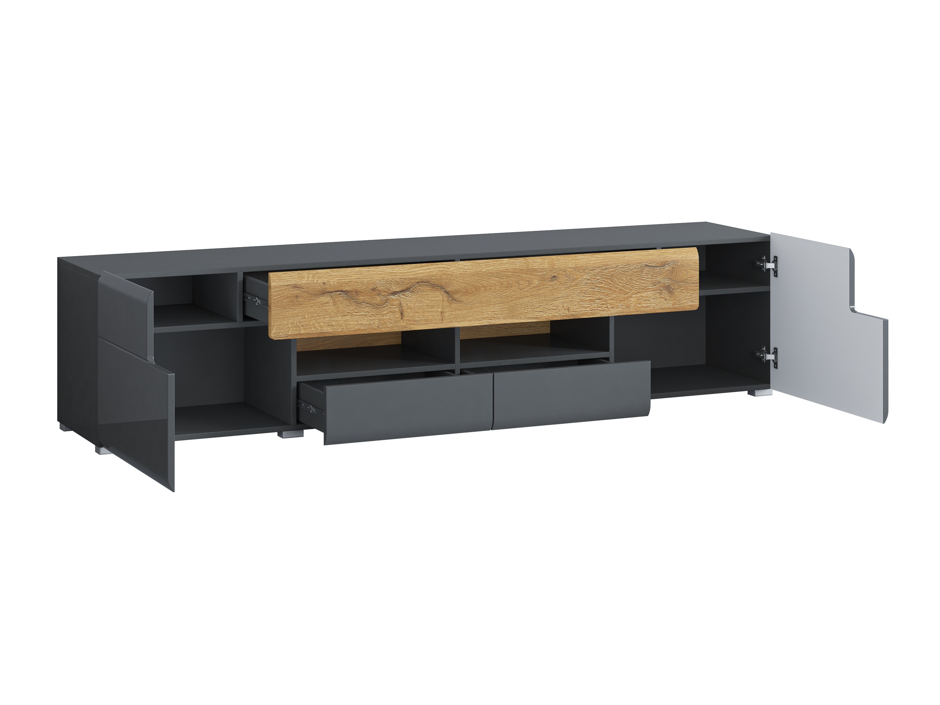 Mueble TV Torsone 113 (Antracita + Gloss antracita + Roble nieto)