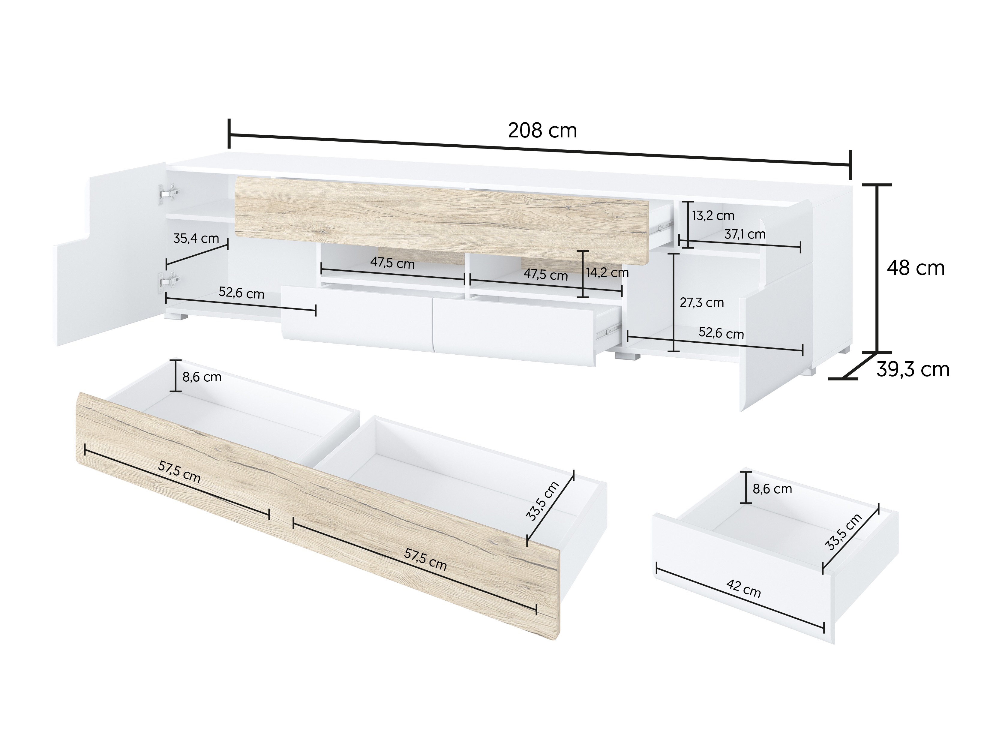 Mueble TV Torsone 113 (Antracita + Gloss antracita + Roble nieto)