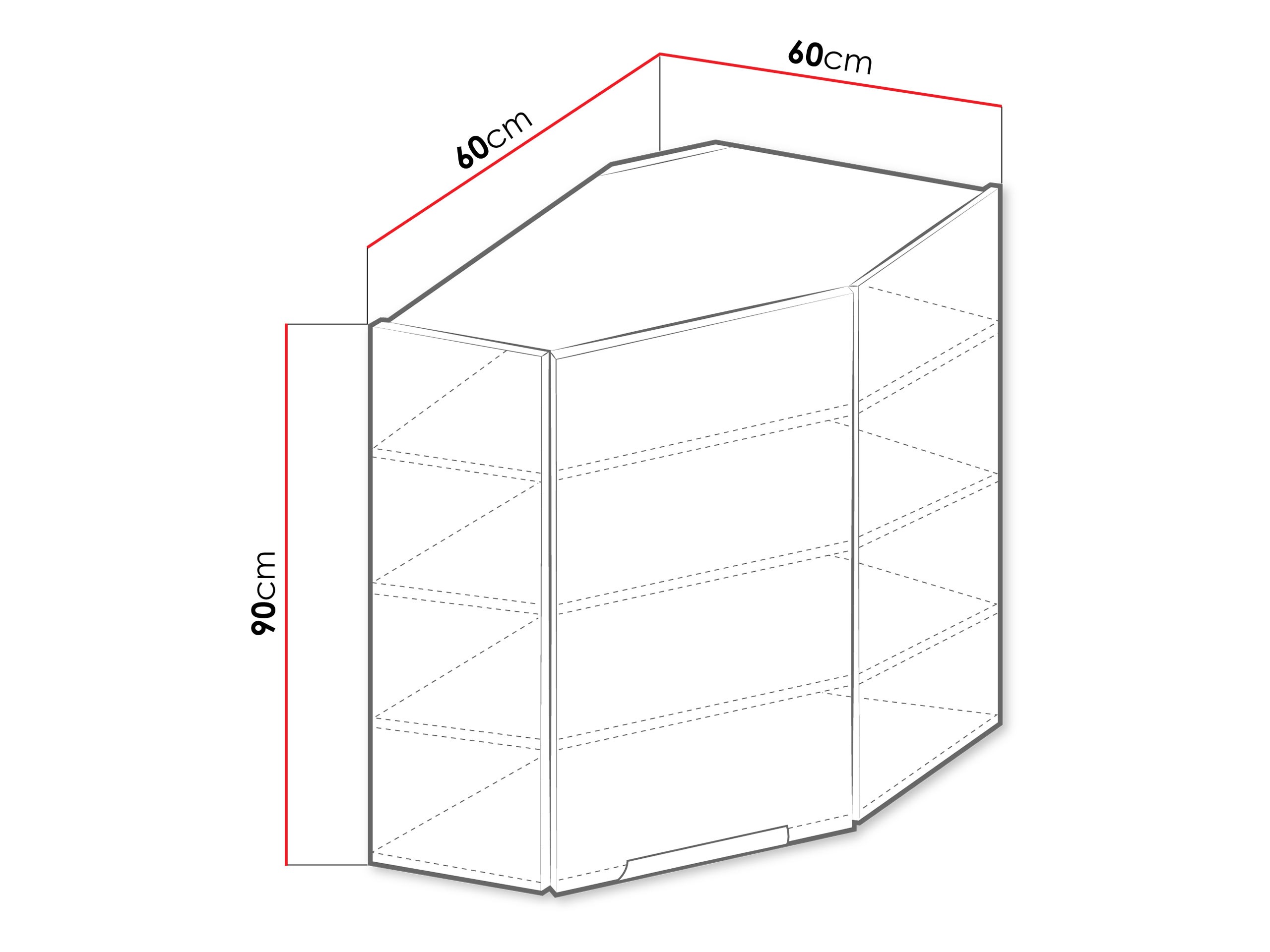 Armario esquinero de pared modular Sole 144