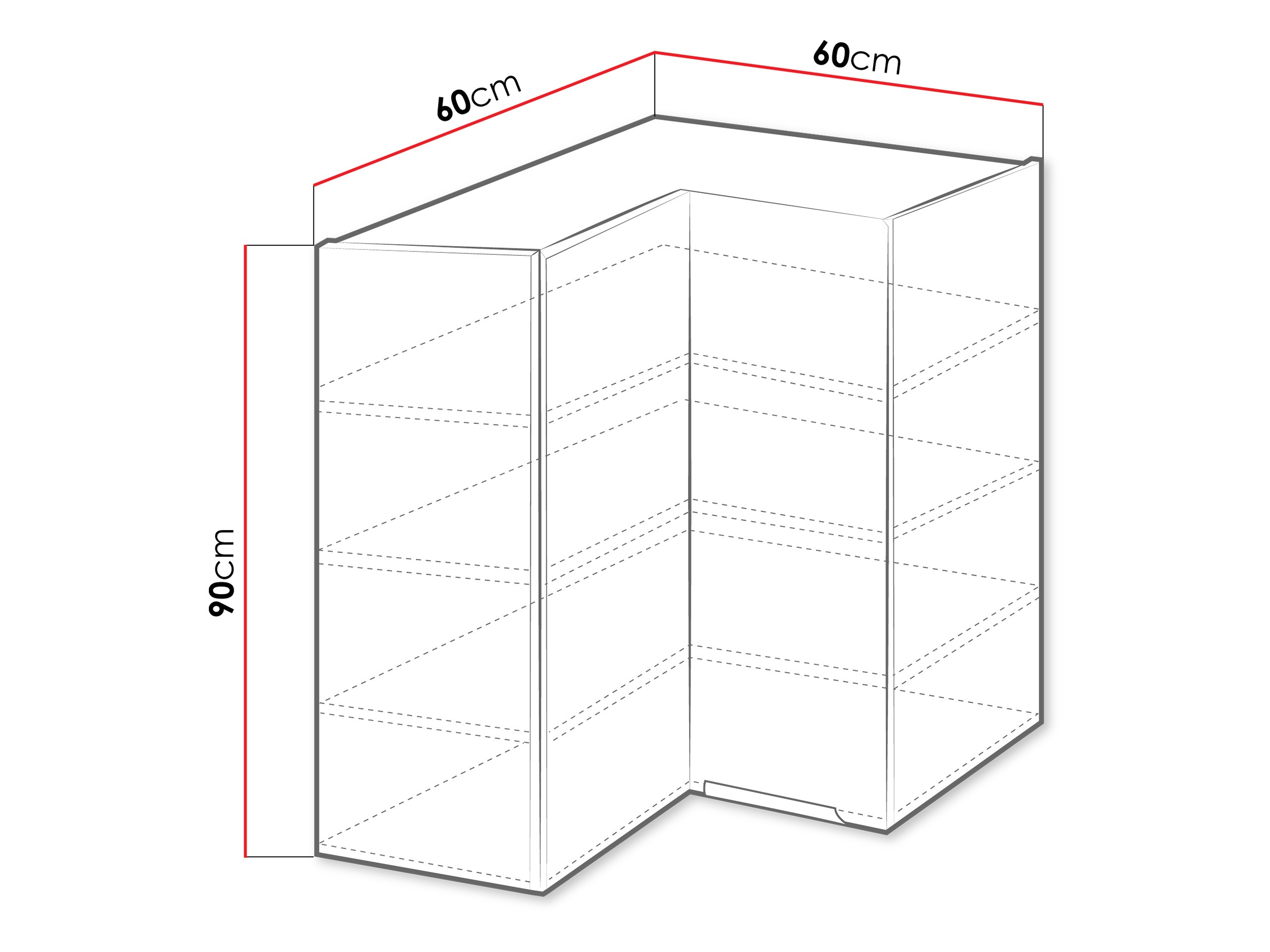 Armario esquinero de pared modular Sole 145