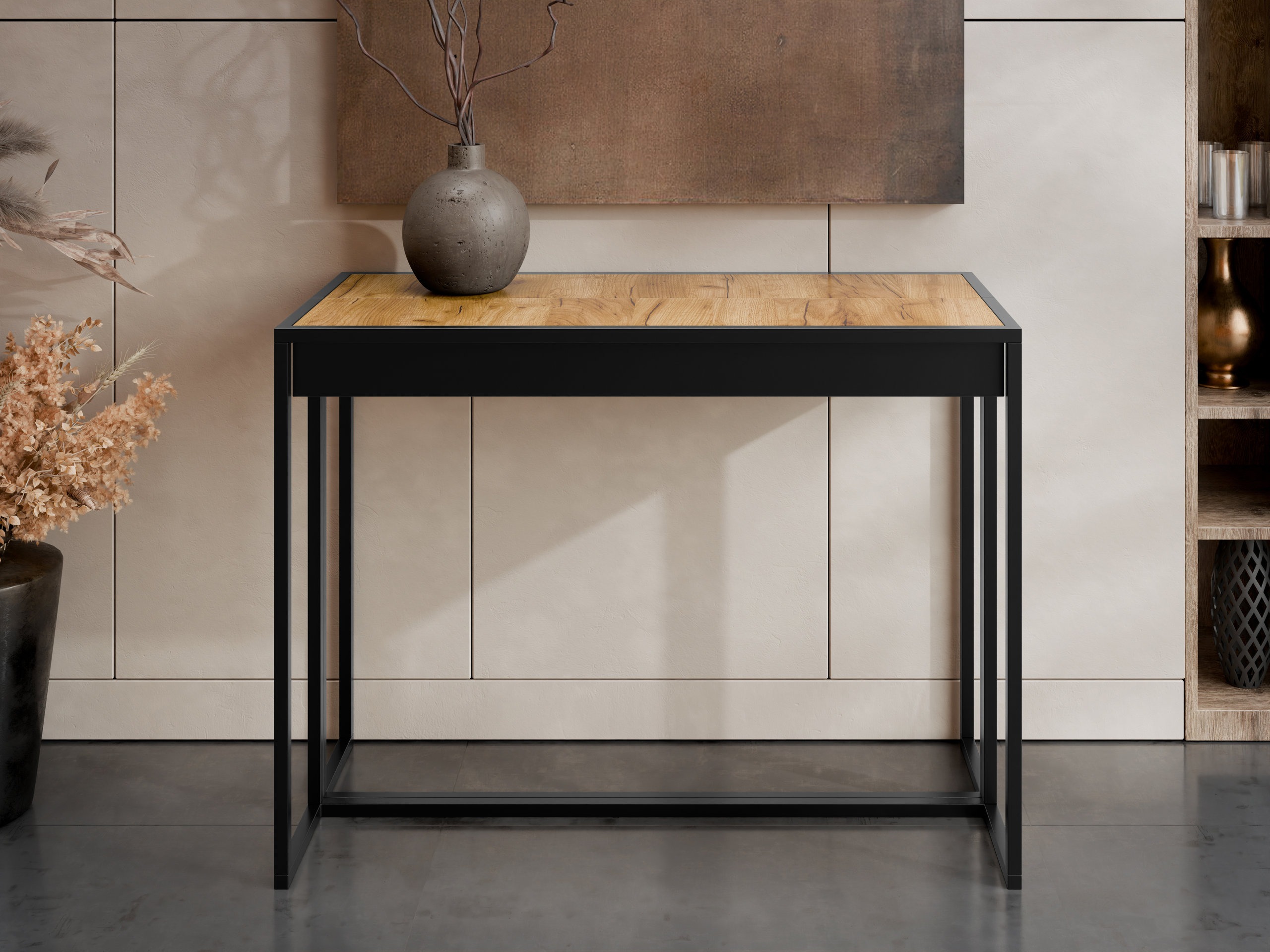 Mesa plegable Oswego 180 (Negro + Craft roble)