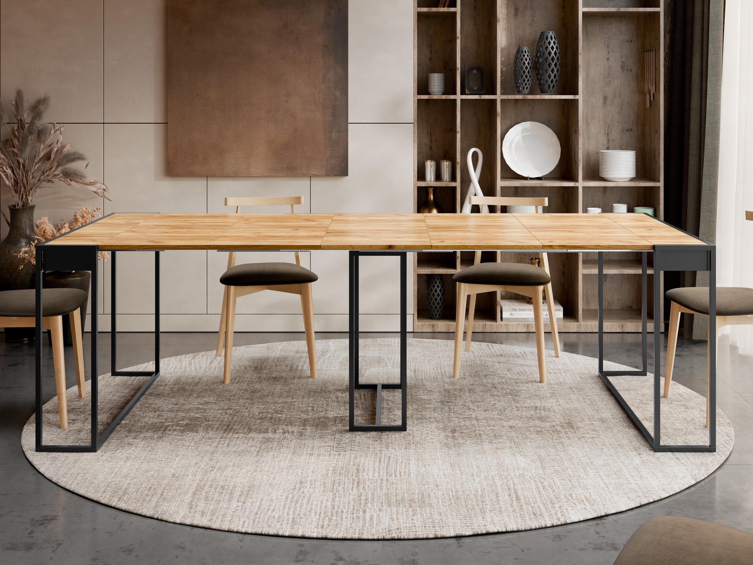 Mesa plegable Oswego 180 (Negro + Craft roble)