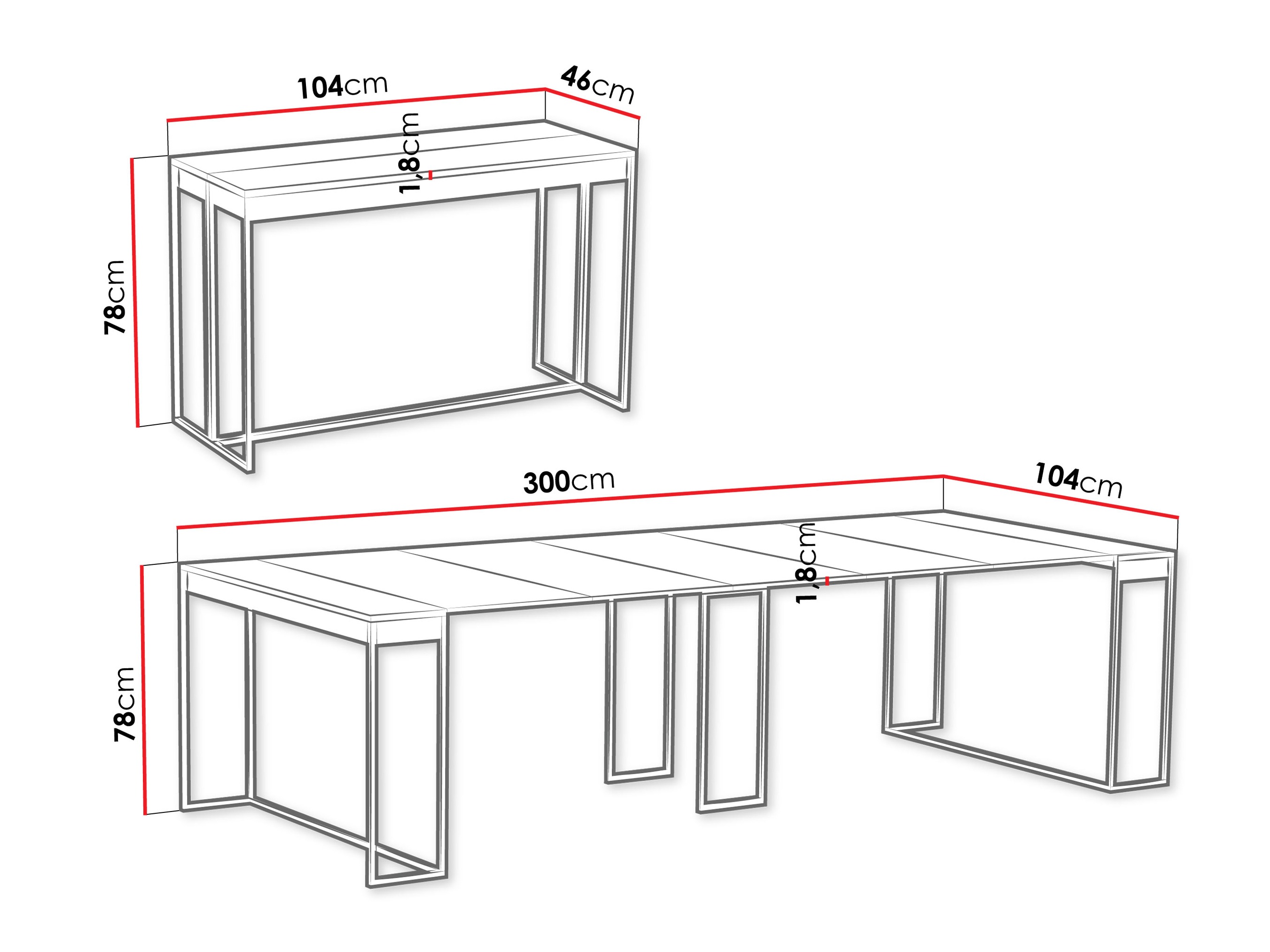 Mesa plegable Oswego 180 (Negro + Craft roble)