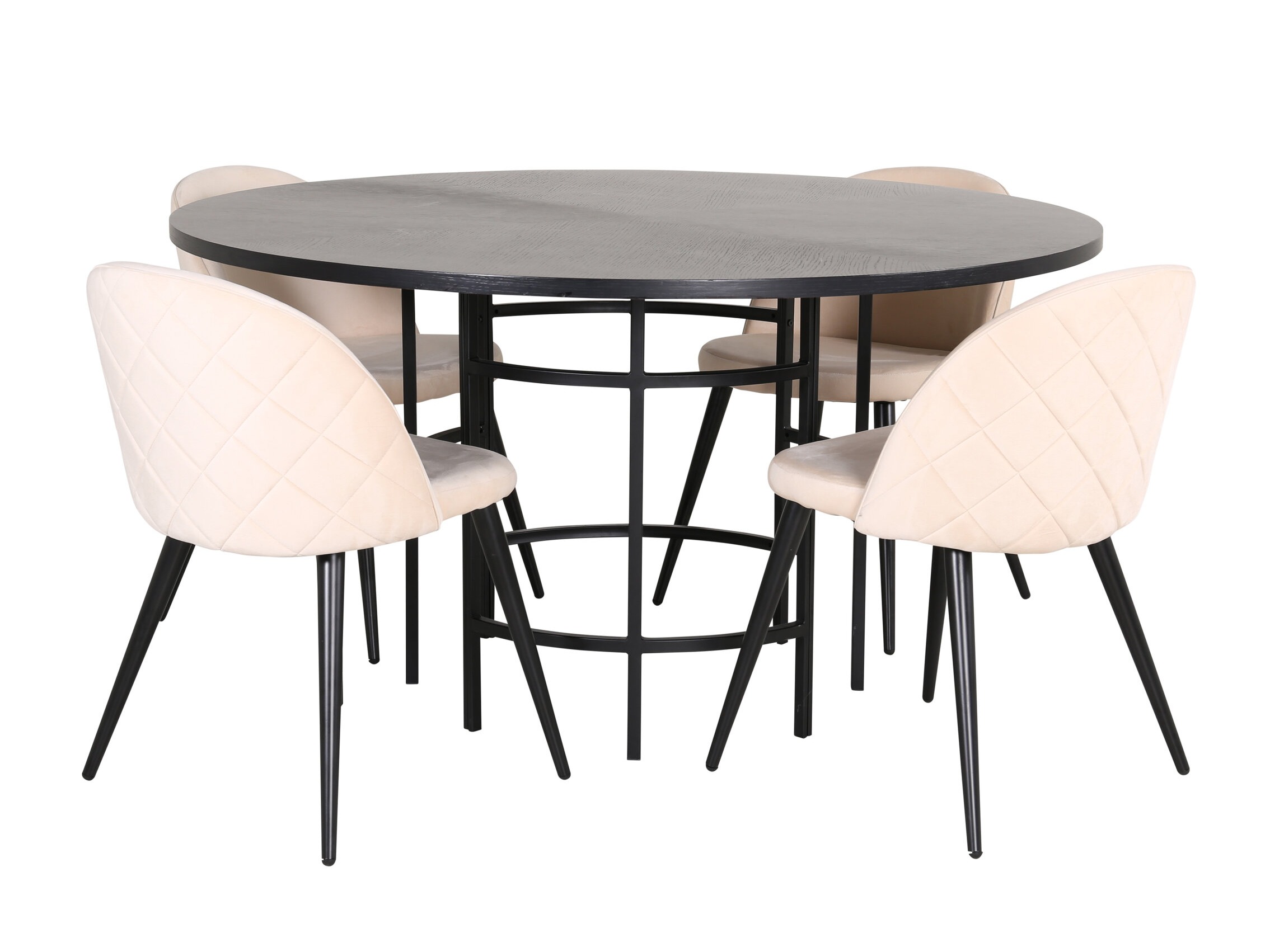 Conjunto de mesas y sillas para comedor Dallas 2386 (Negro + Crema)
