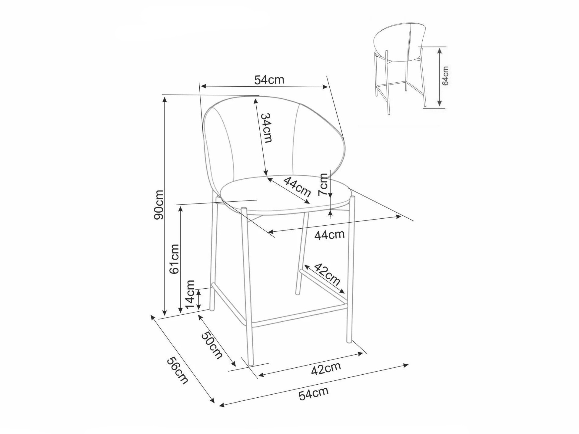 Silla de barra Detroit 947 (Gris + Negro)