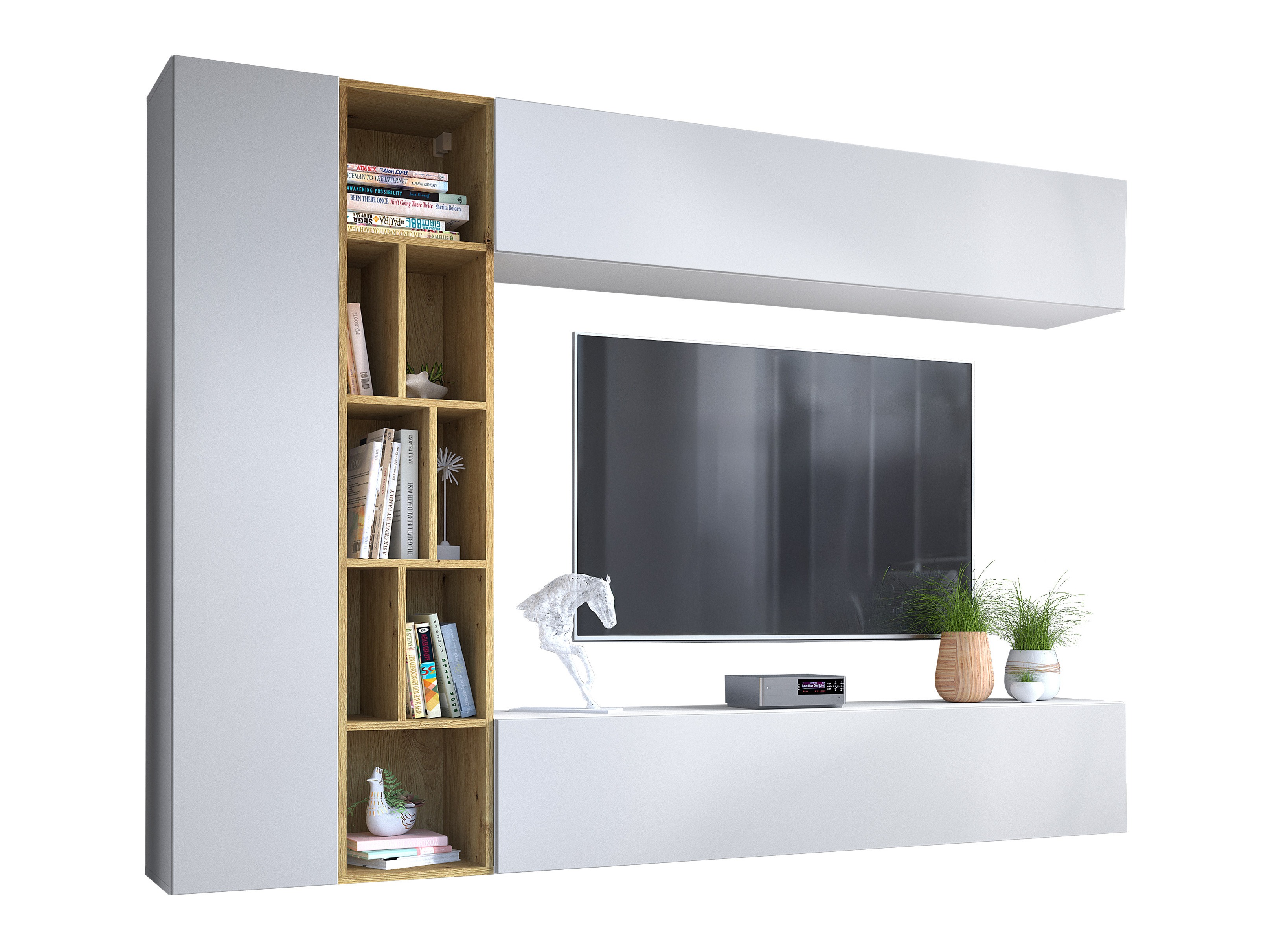 Conjunto de salón Comfivo Natura (Blanco + Roble Artisan)