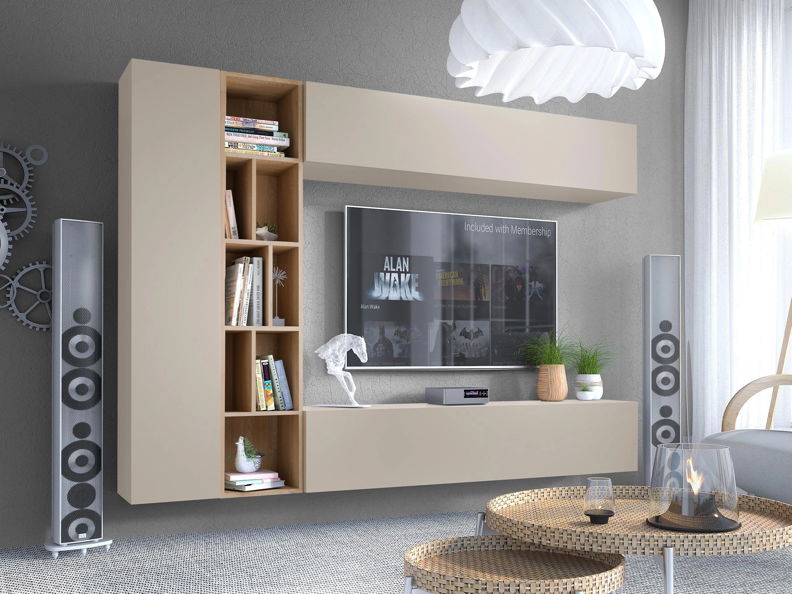 Conjunto de salón Comfivo Natura (Cachemira + Roble Artisan)