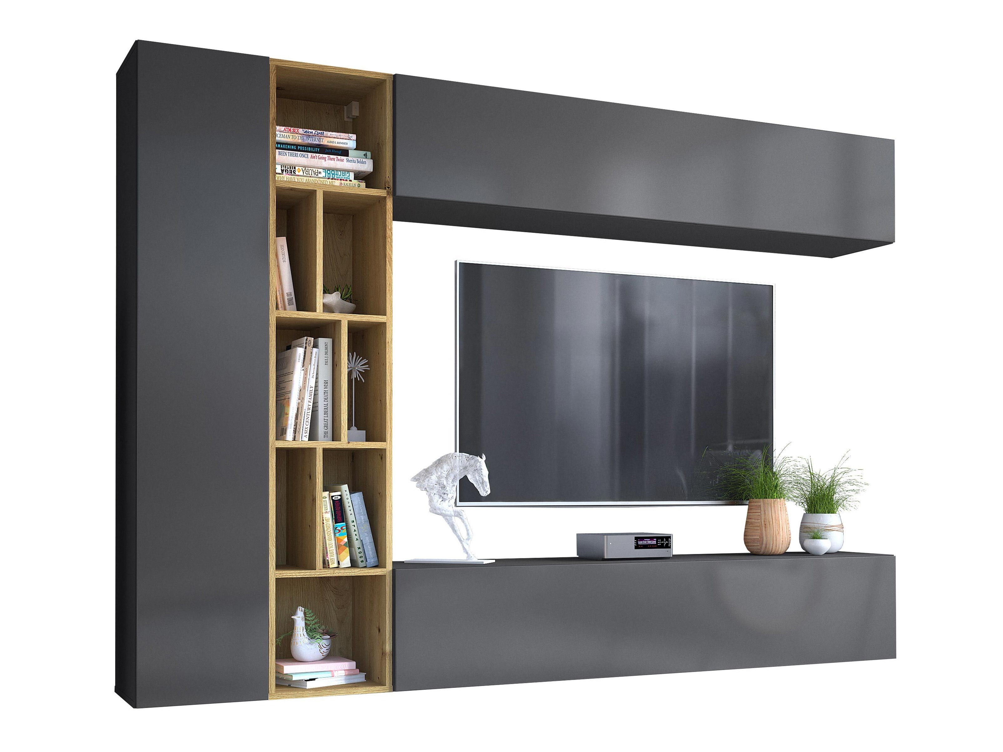 Conjunto de salón Comfivo Natura (Gris + Roble Artisan)