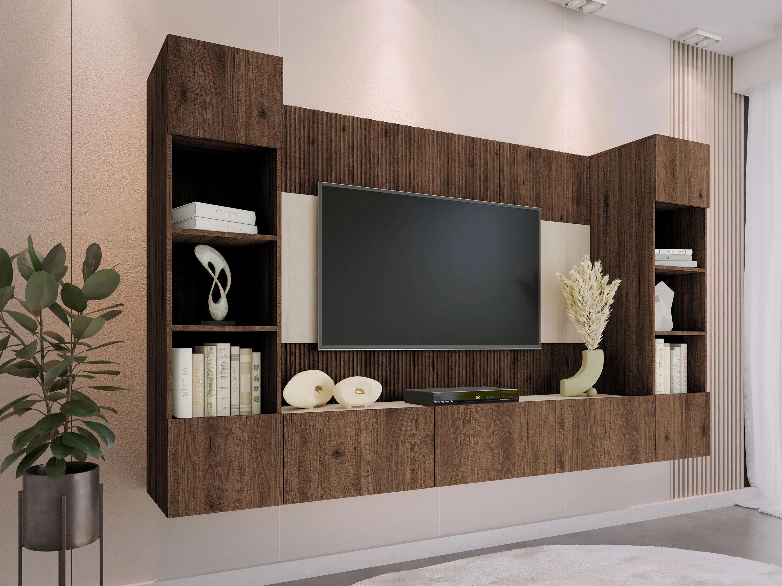 Conjunto de salón Comfivo Salix I (Nogal + Claro Travertine)