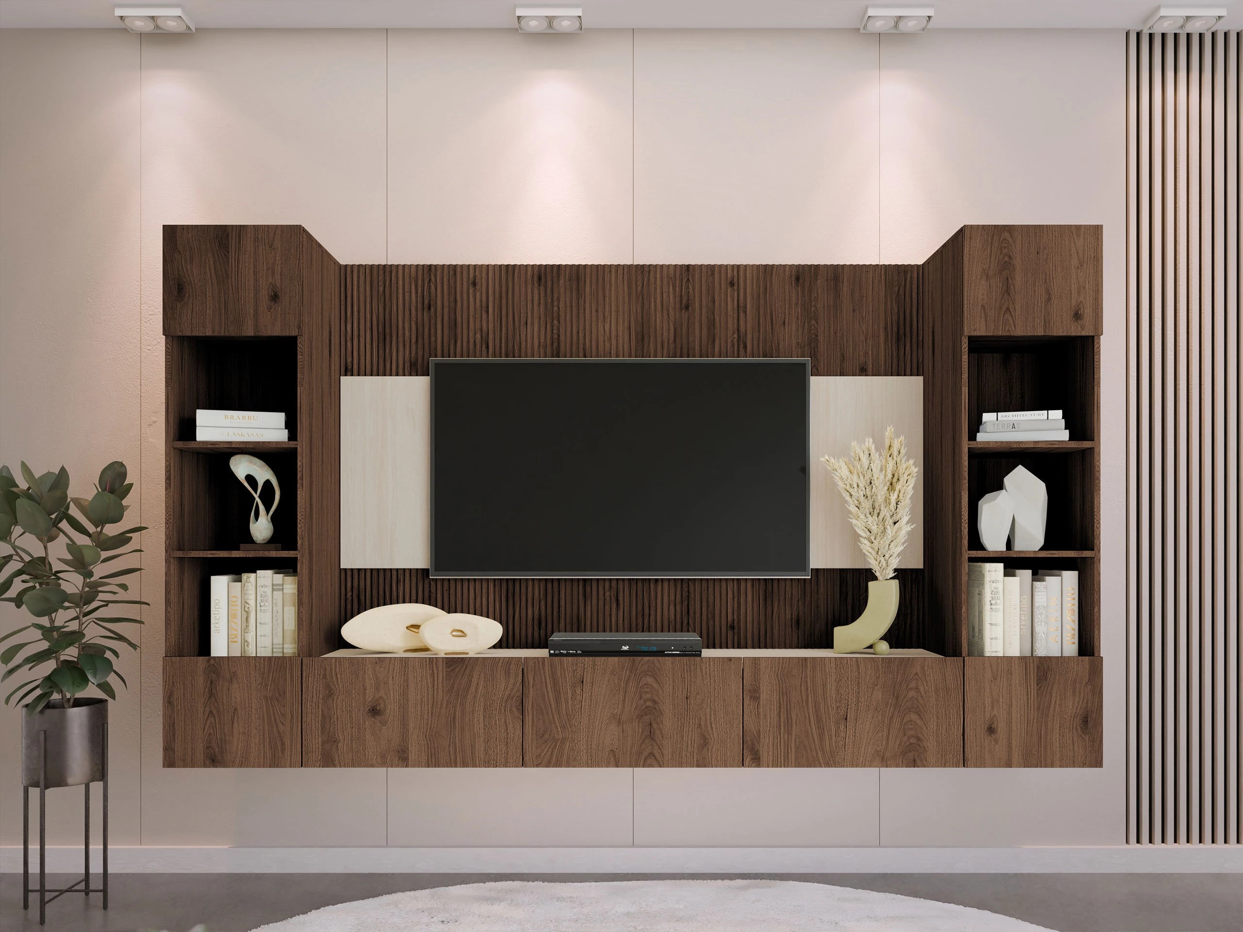 Conjunto de salón Comfivo Salix I (Nogal + Claro Travertine)