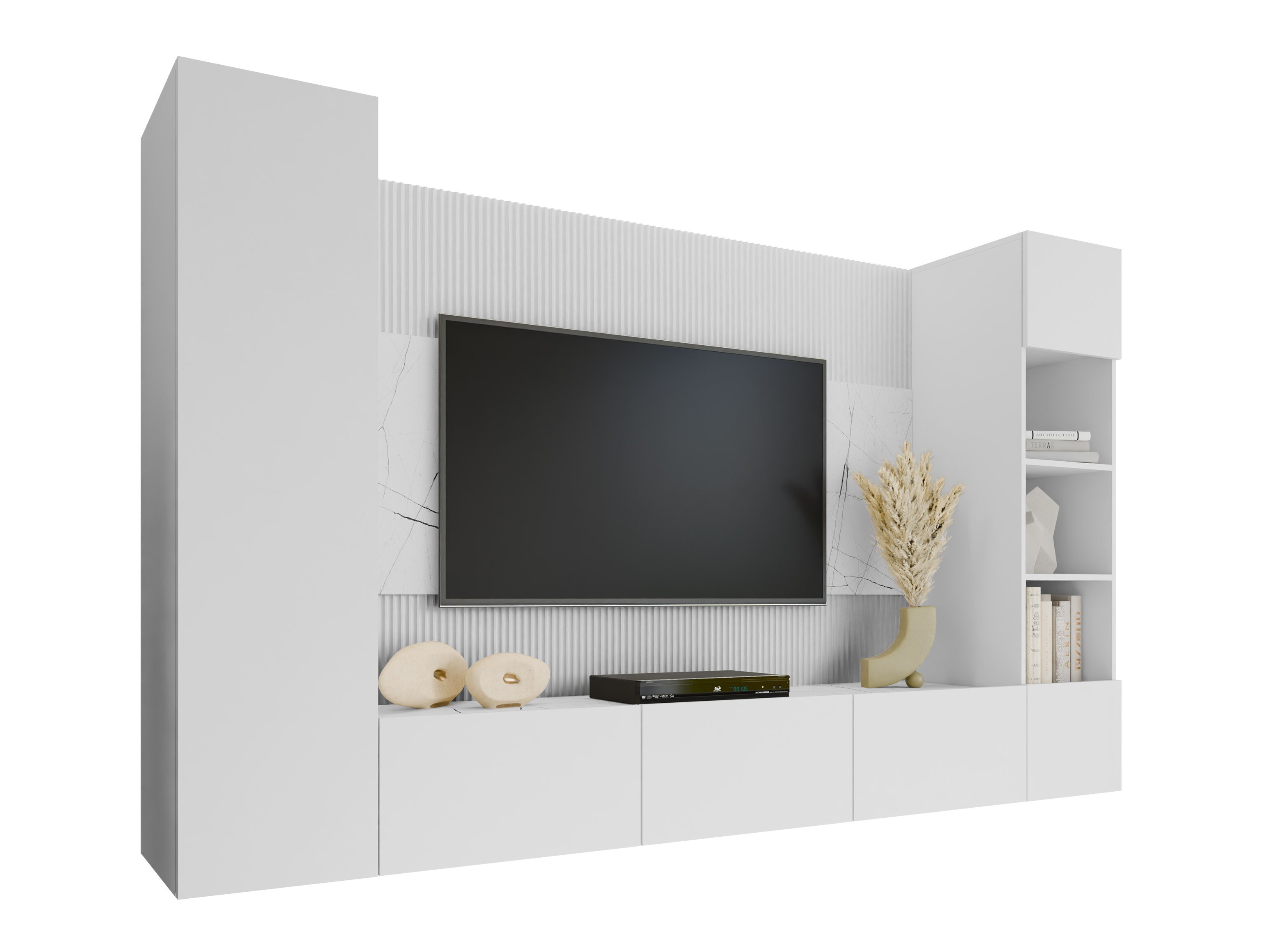Conjunto de salón Comfivo Salix IV (Blanco + Mármol blanco)