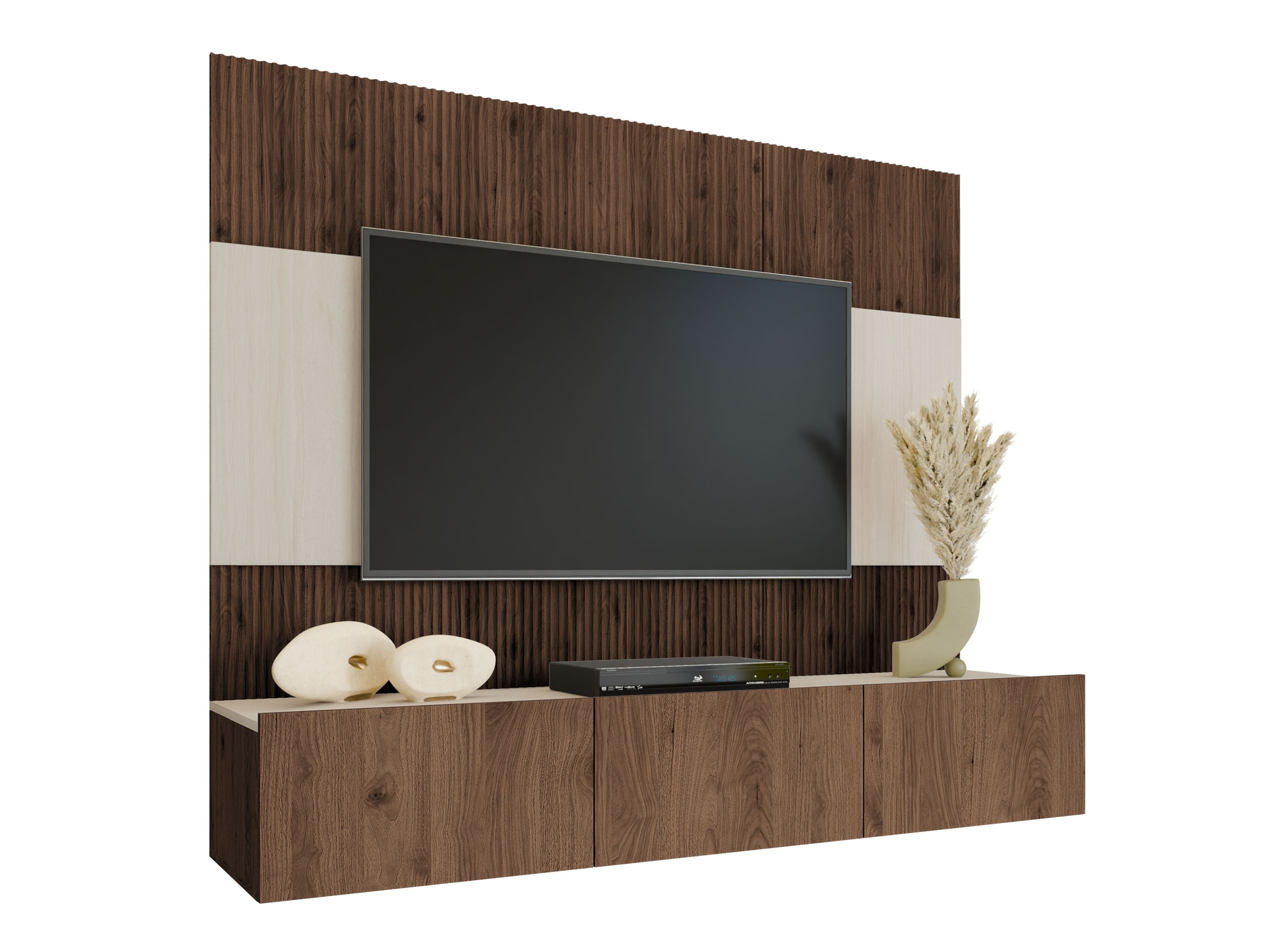 Conjunto de salón Comfivo Salix (Nogal + Travertino claro)