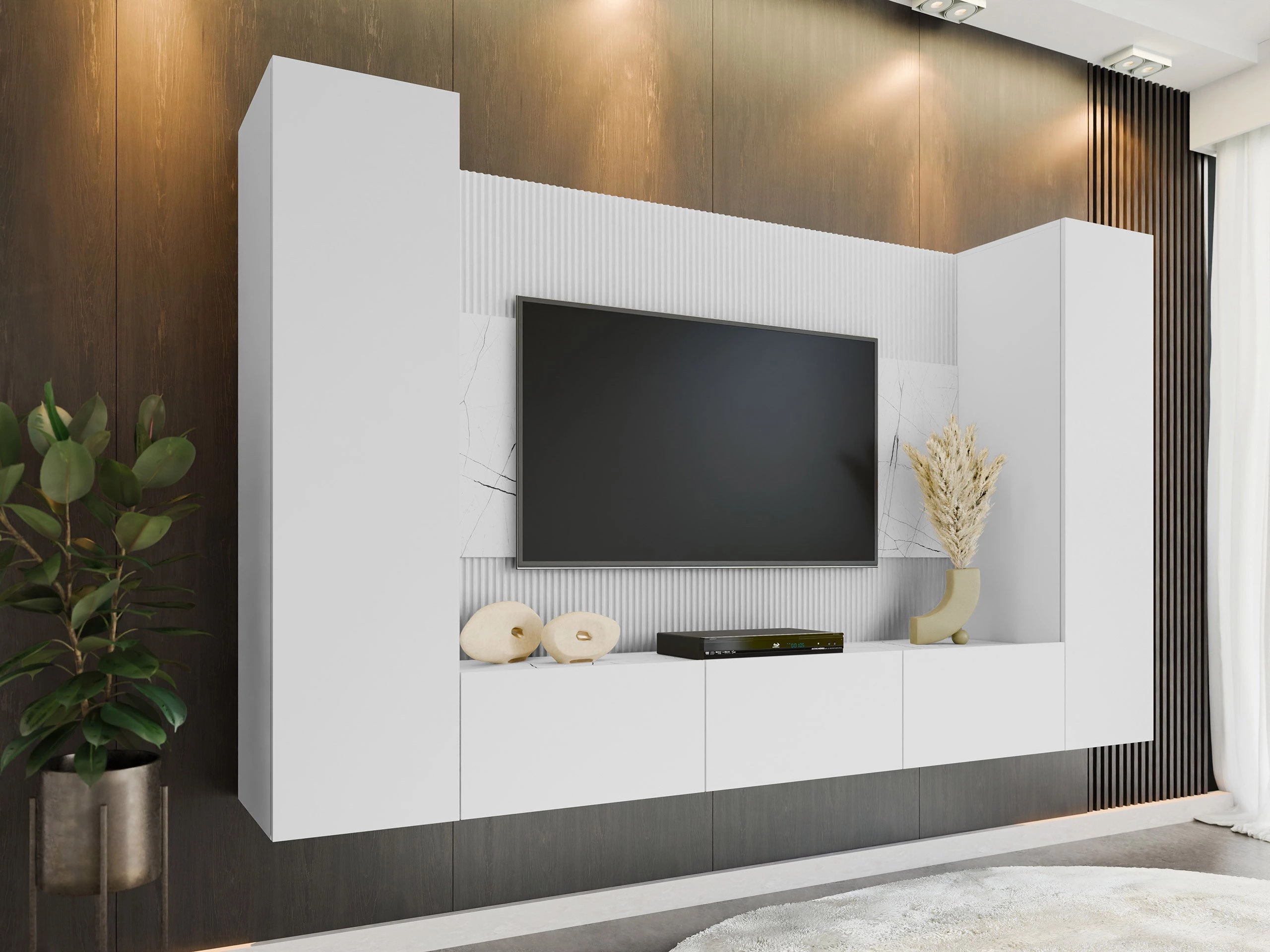 Conjunto de salón Comfivo Salix V (Blanco + Mármol blanco)