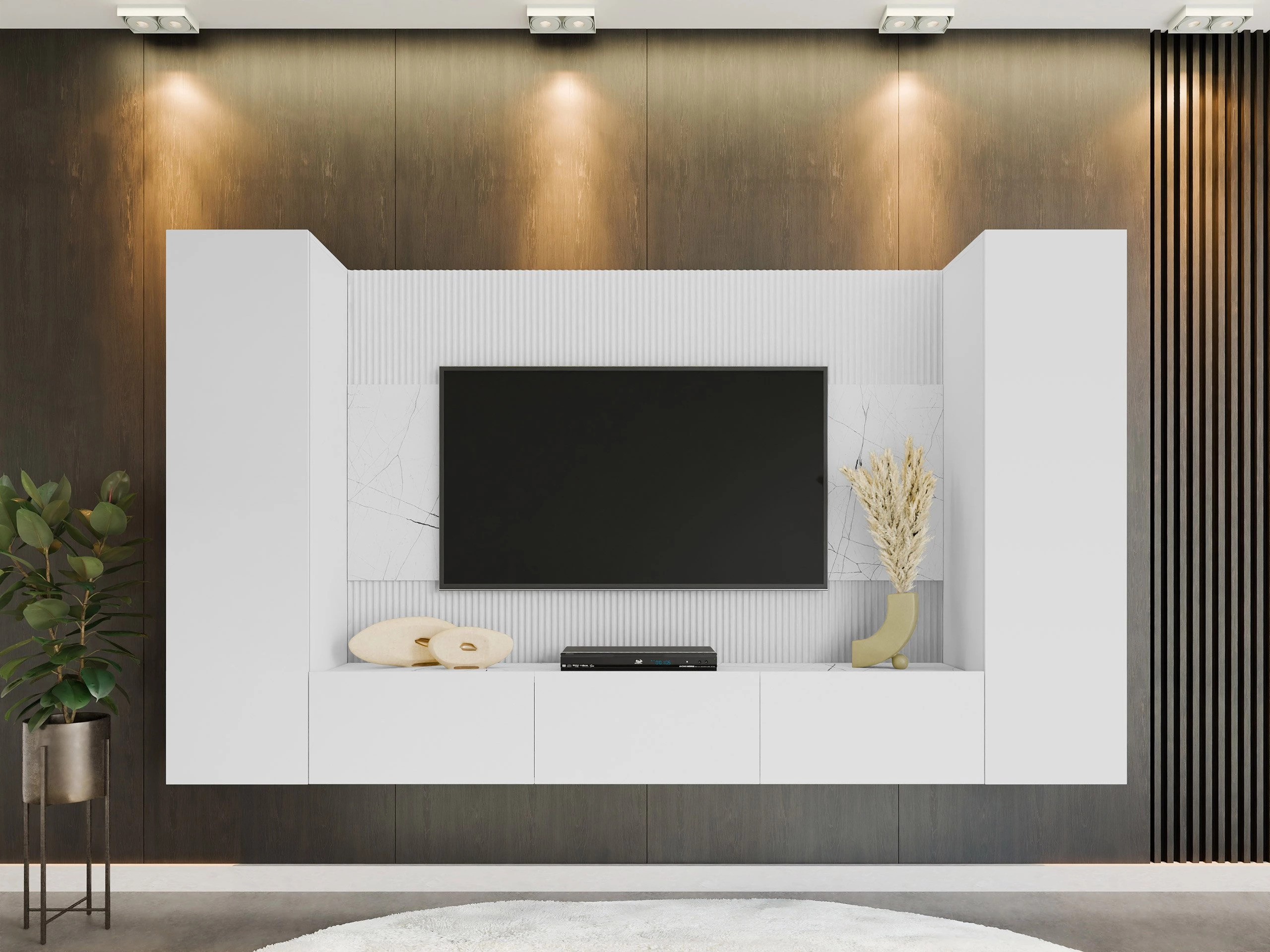 Conjunto de salón Comfivo Salix V (Blanco + Mármol blanco)