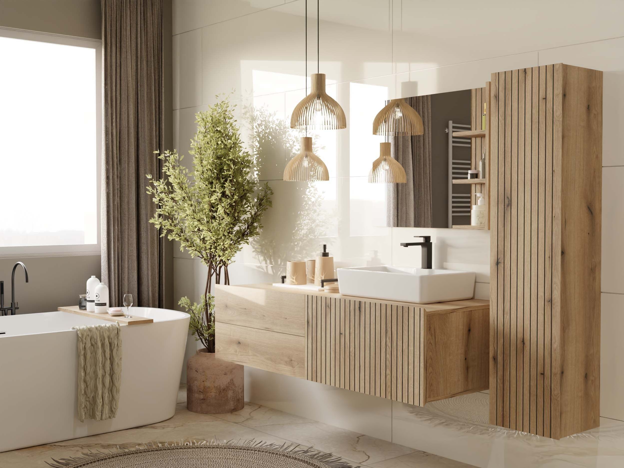 Armario de baño colgante para lavabo Mandeville 363 (Roble)