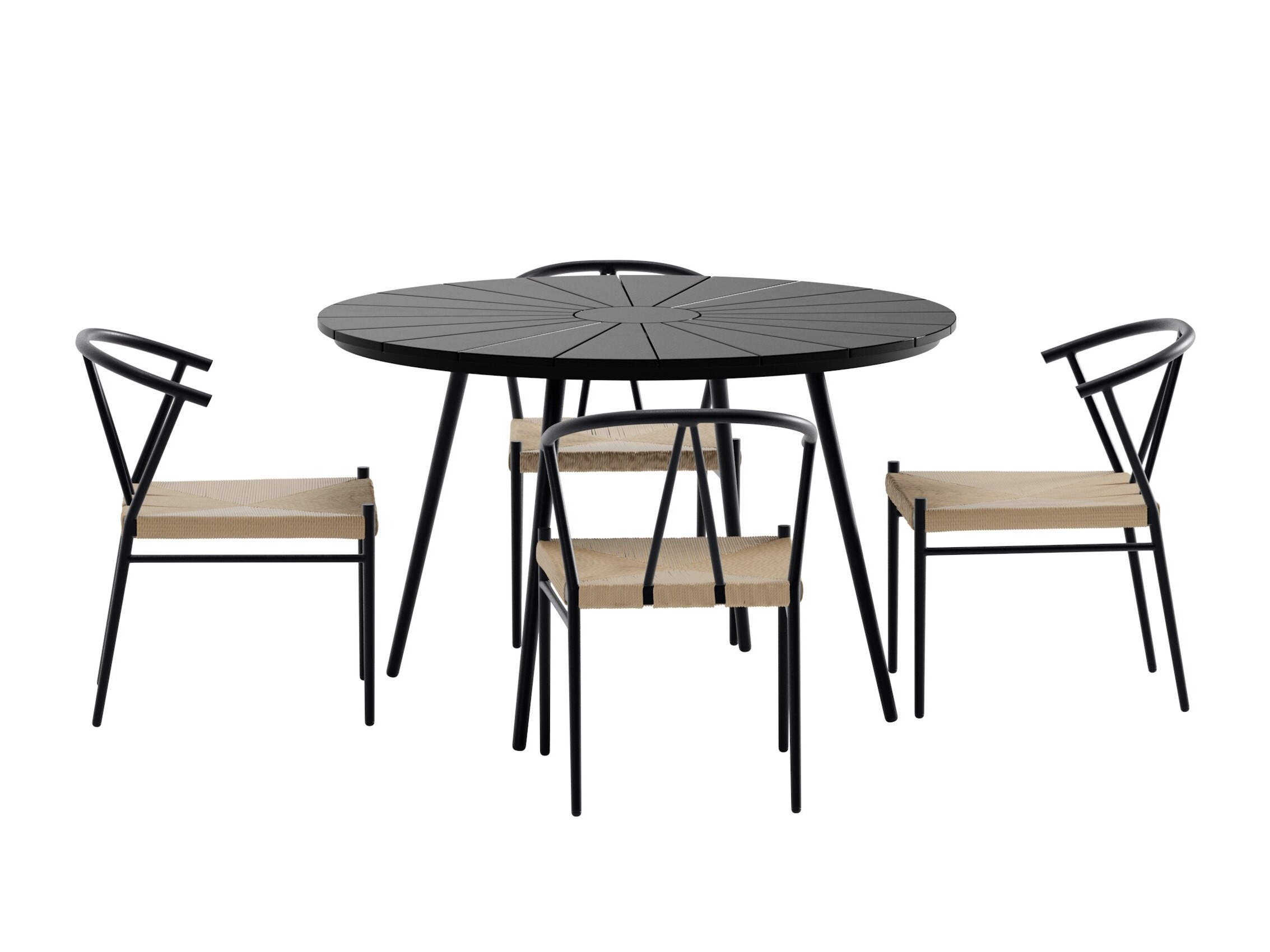 Conjunto de mesa y sillas Dallas 5254 (Negro + beige)