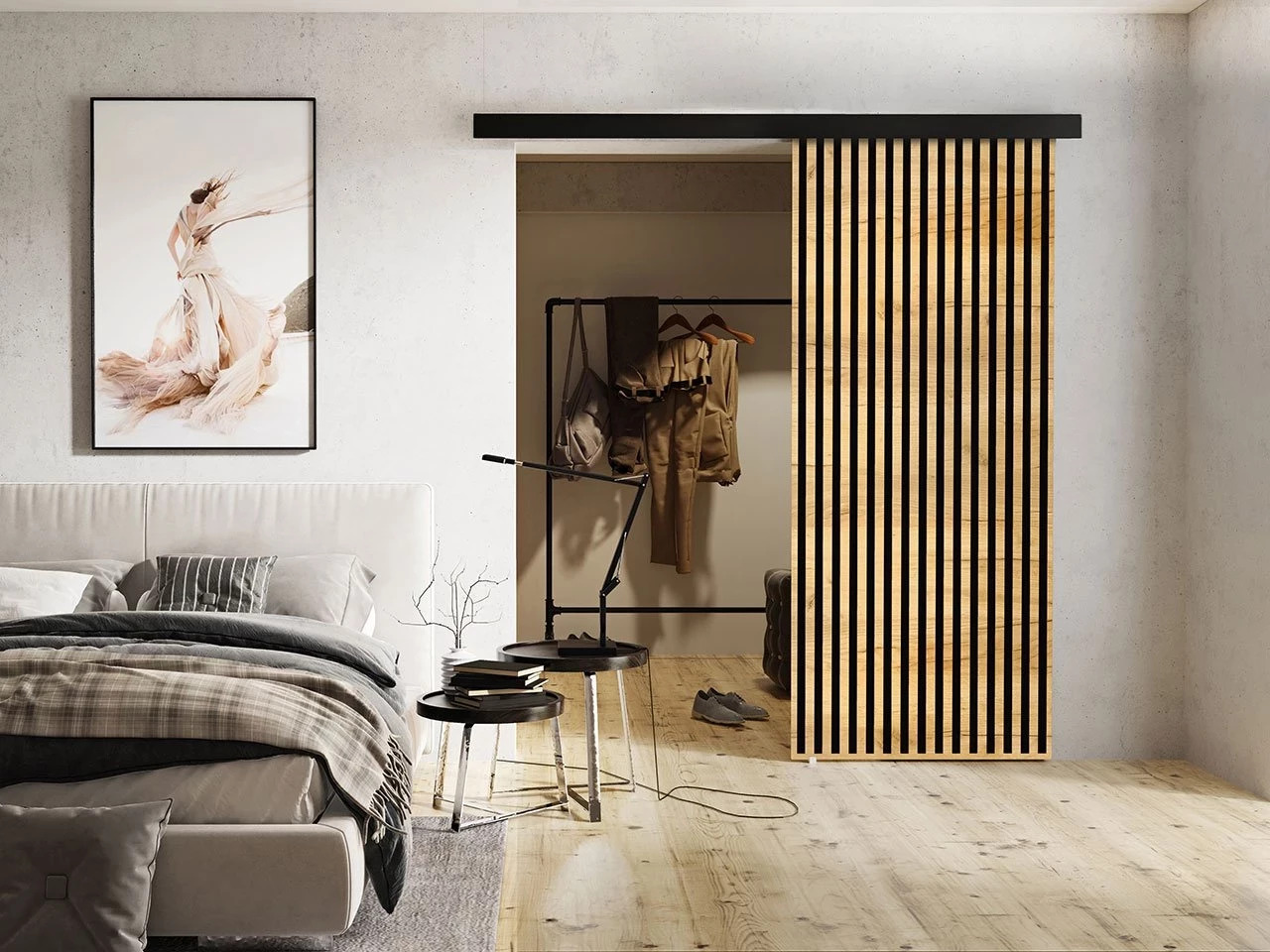 Puerta corredera Dover 202 (Roble dorado artesanal + Negro)