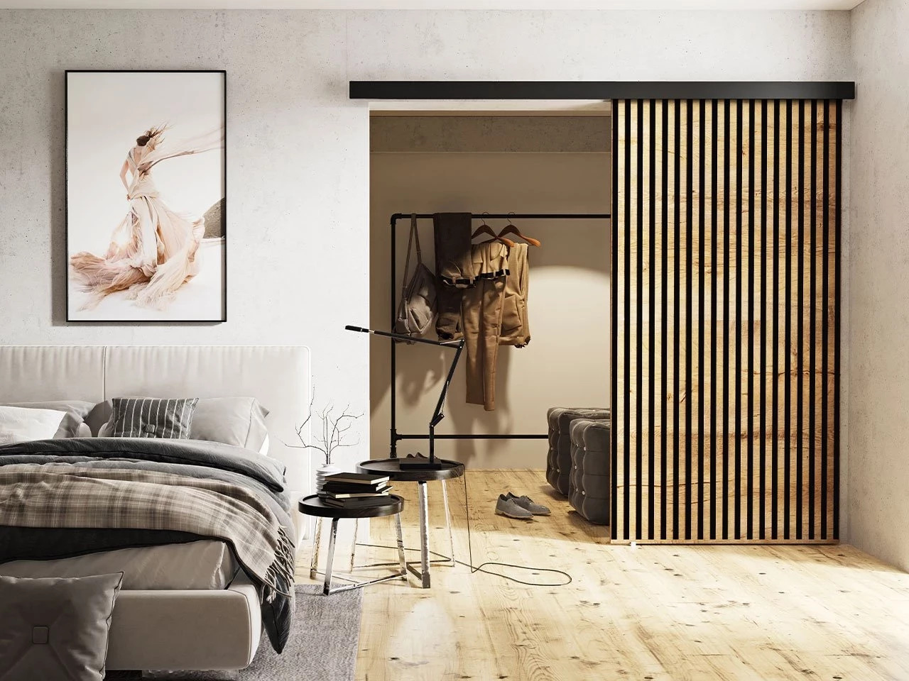 Puerta corredera Dover 204 (Roble dorado artesanal + Negro)