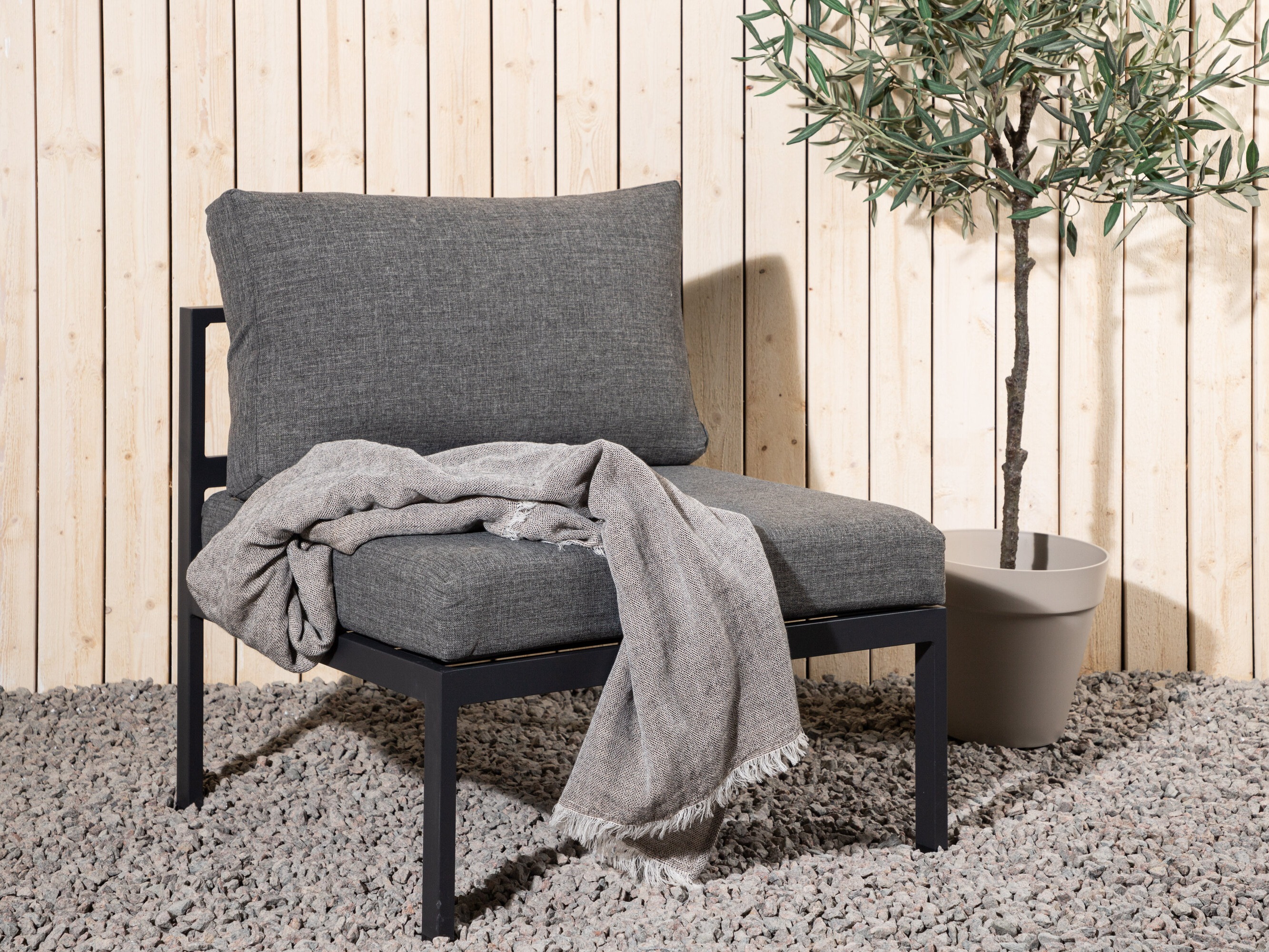 Sillón plara exterior Camorlo 100 (Gris + Negro)