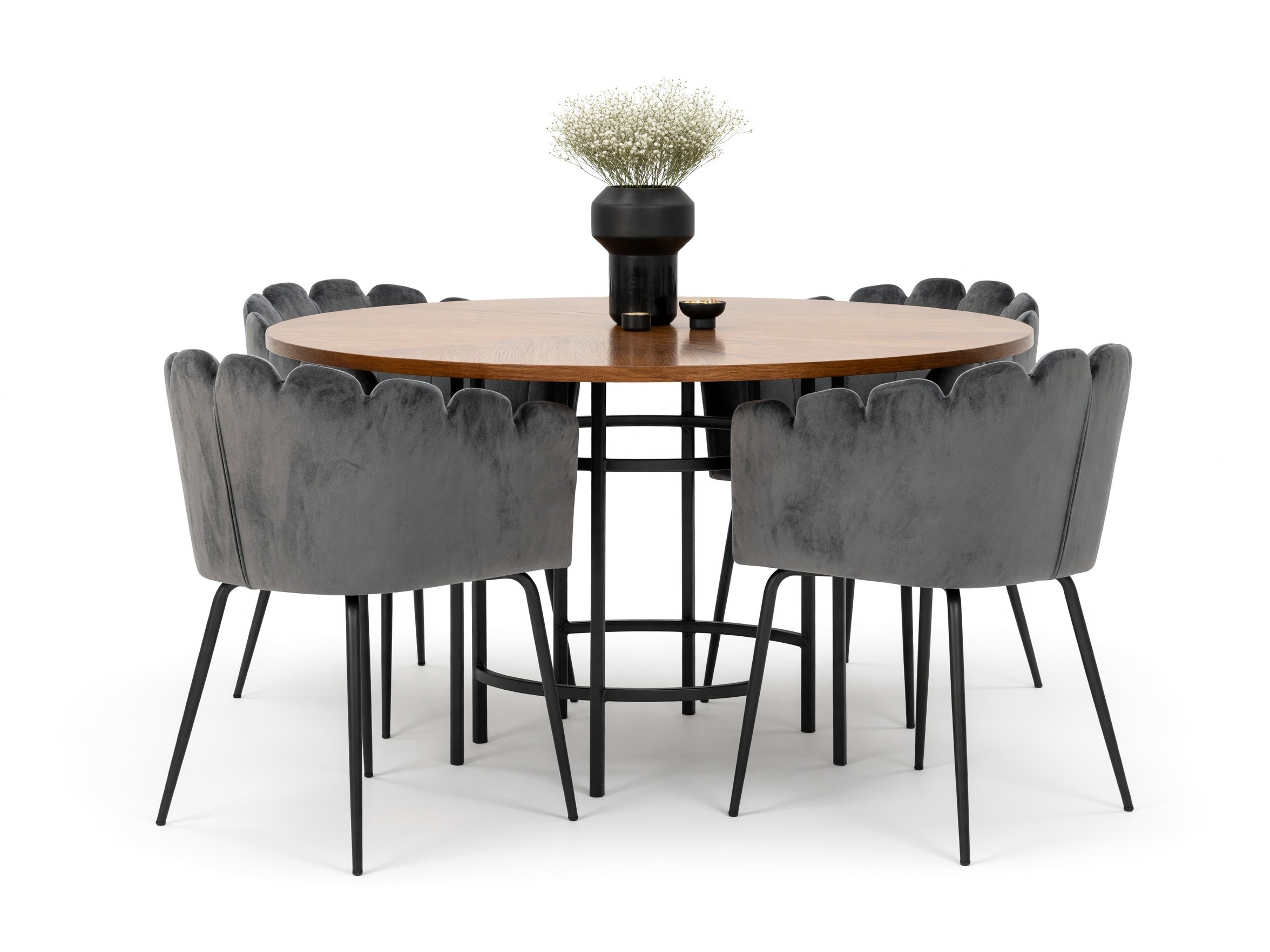 Conjunto de mesas y sillas para comedor Dallas 310 (Gris + Negro)