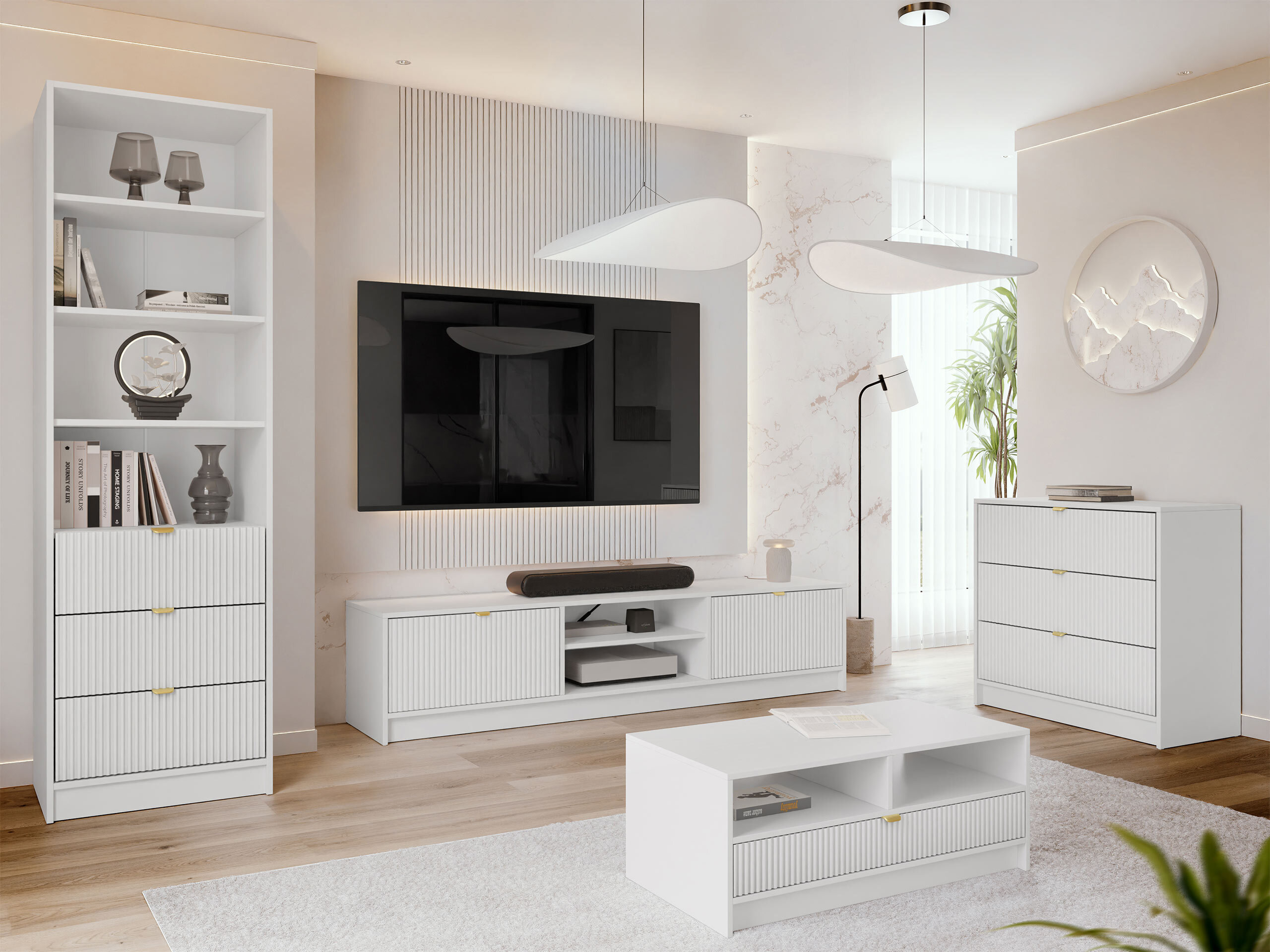 Conjunto de salón Comfivo Papilio VII (Blanco)