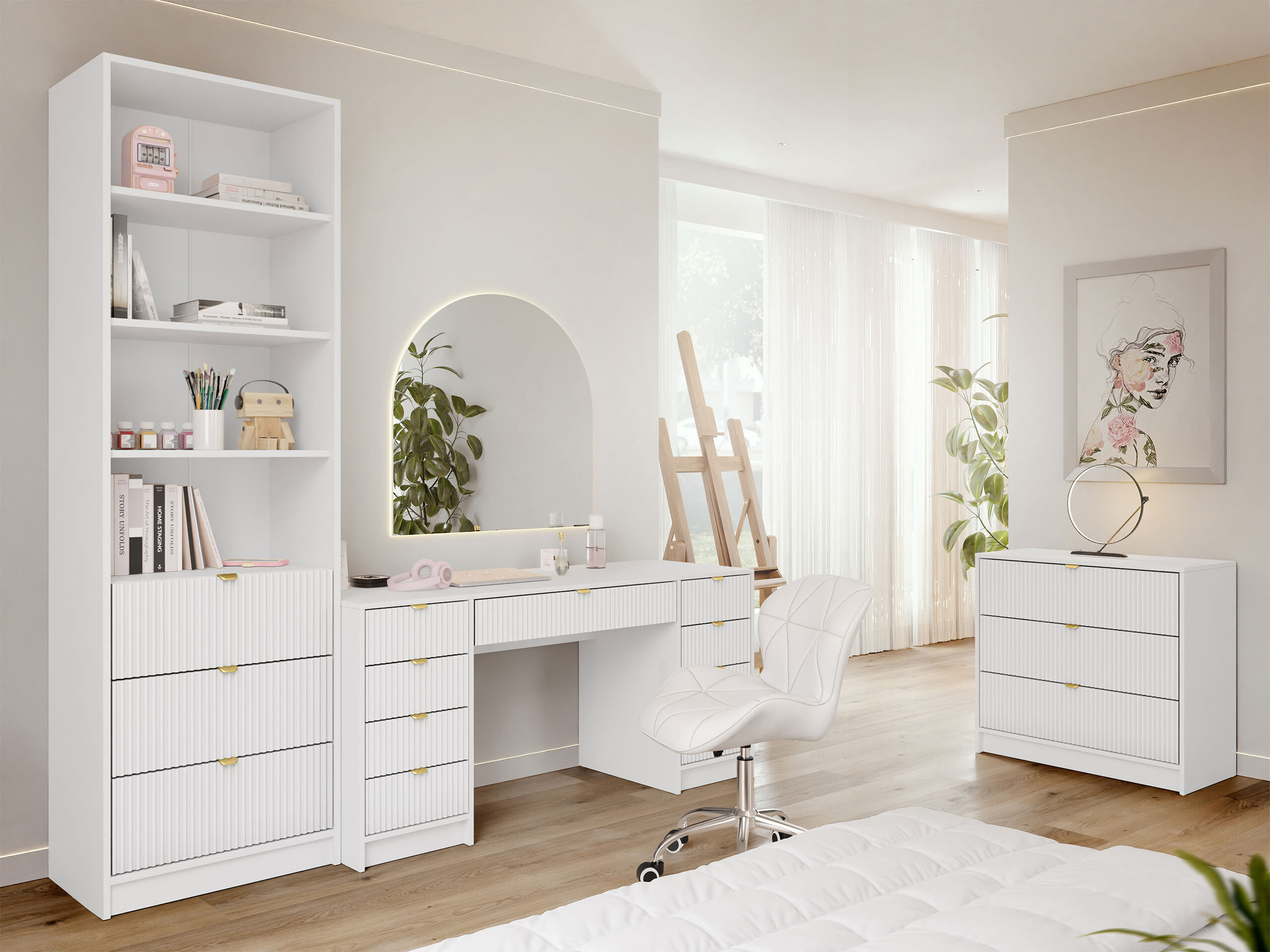 Conjunto para oficina en casa Comfivo Papilio VI (Blanco)