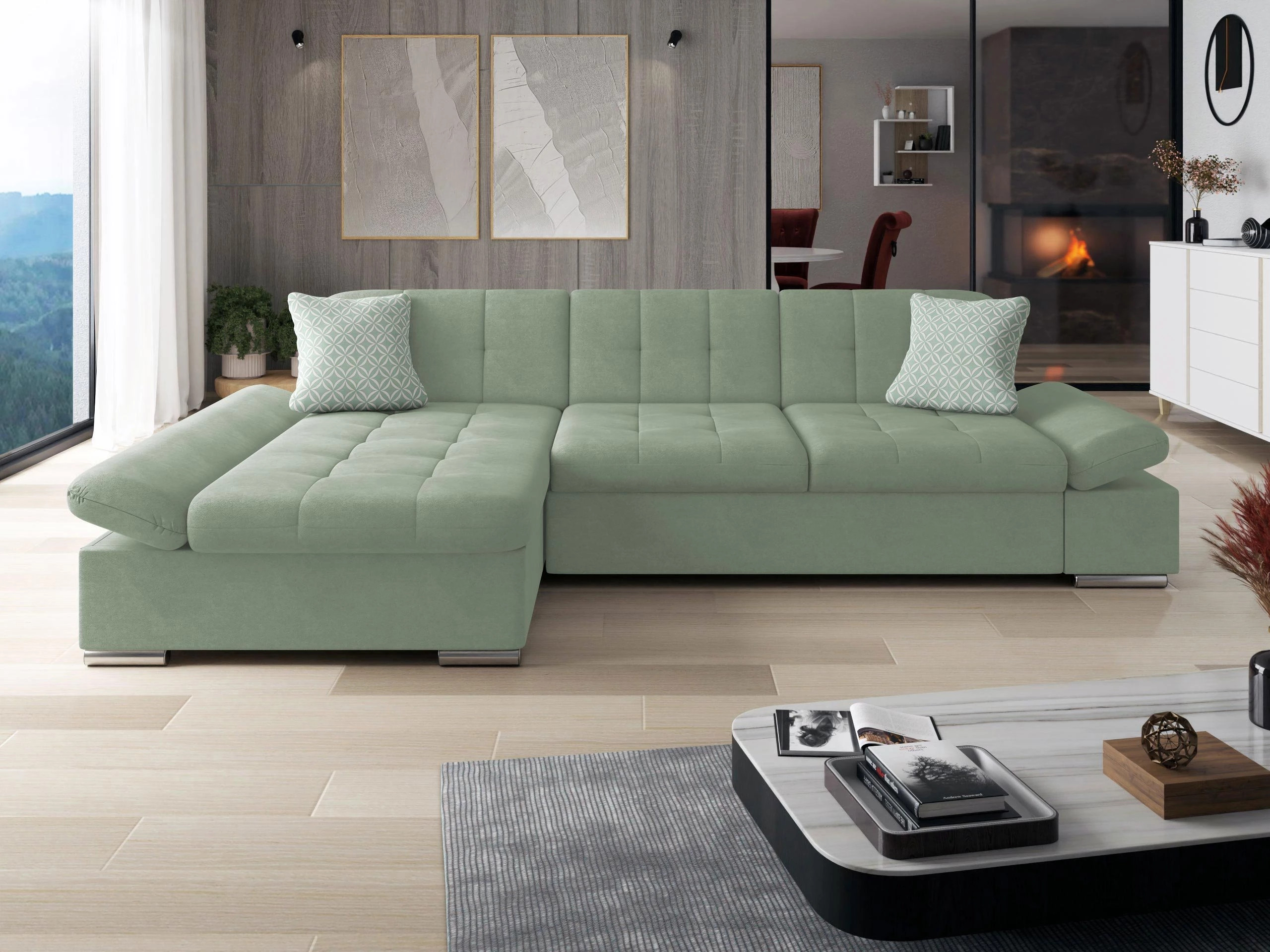 Sofá rinconero Comfivo Serenitas (Uttario Velvet 2954 + Evo 29)