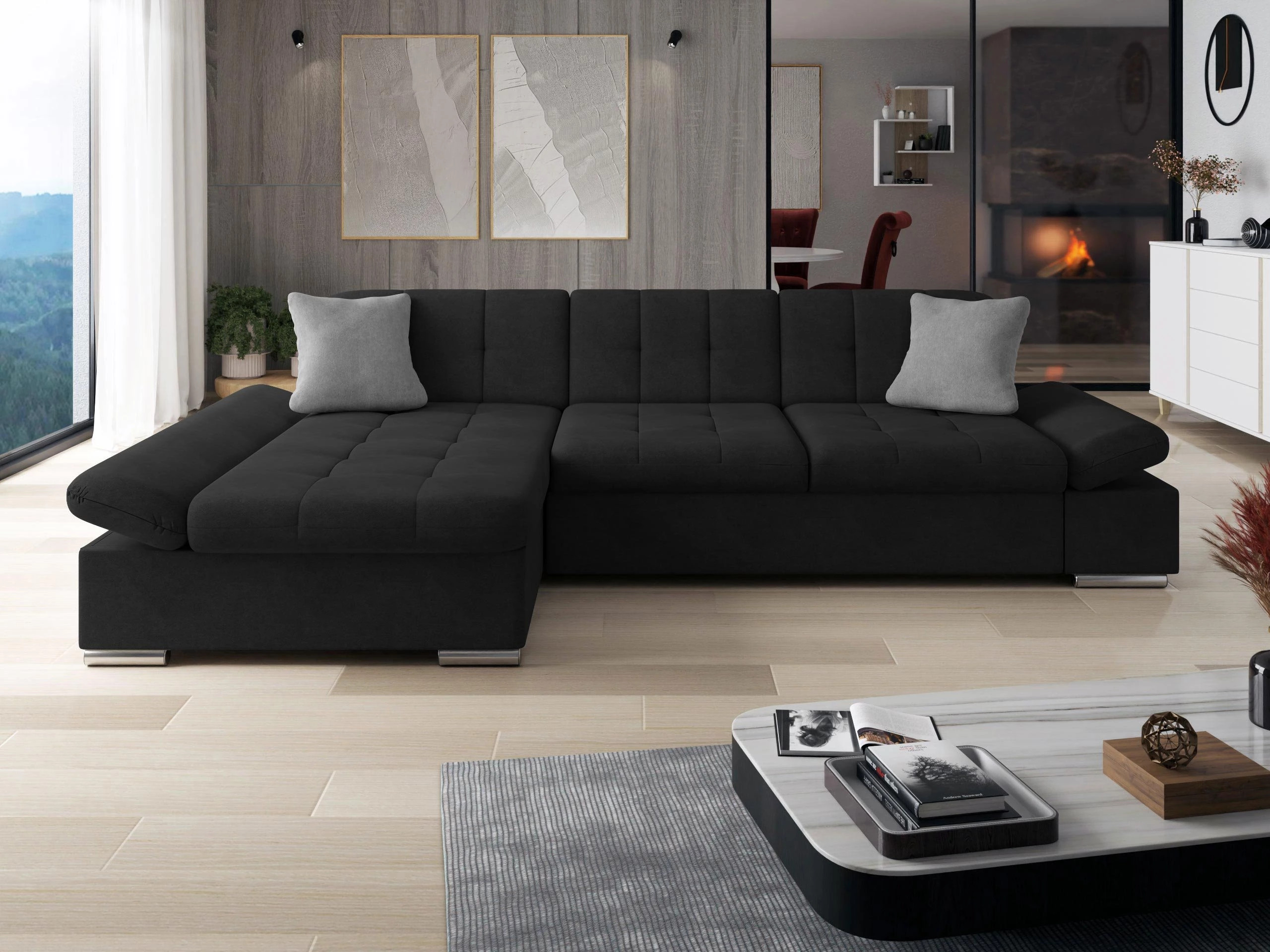 Sofá rinconero Comfivo Serenitas (Uttario Velvet 2980 + Uttario Velvet 2972)
