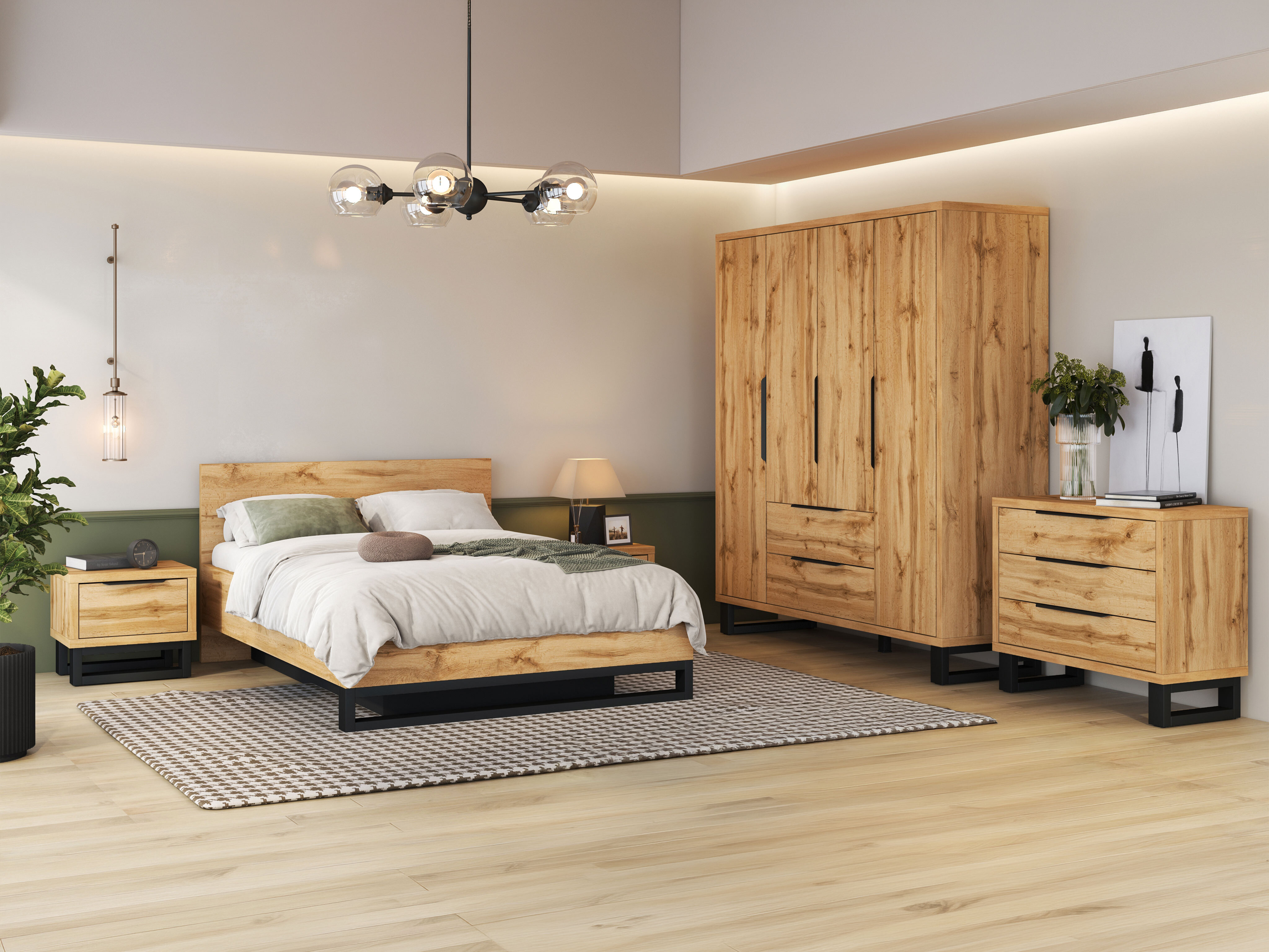 Cómoda Avicavu 124 (Roble wotan + Negro)