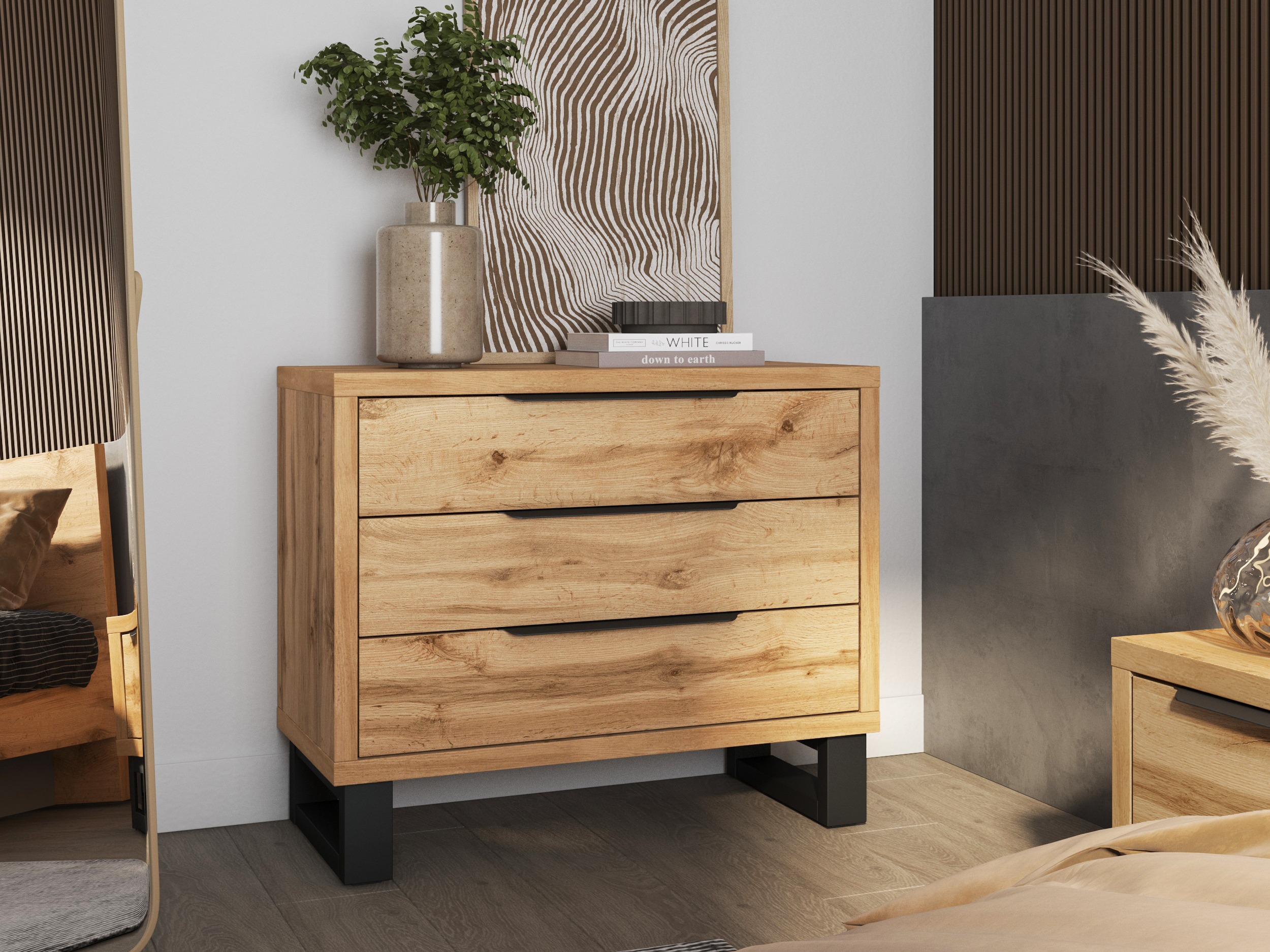 Cómoda Avicavu 124 (Roble wotan + Negro)