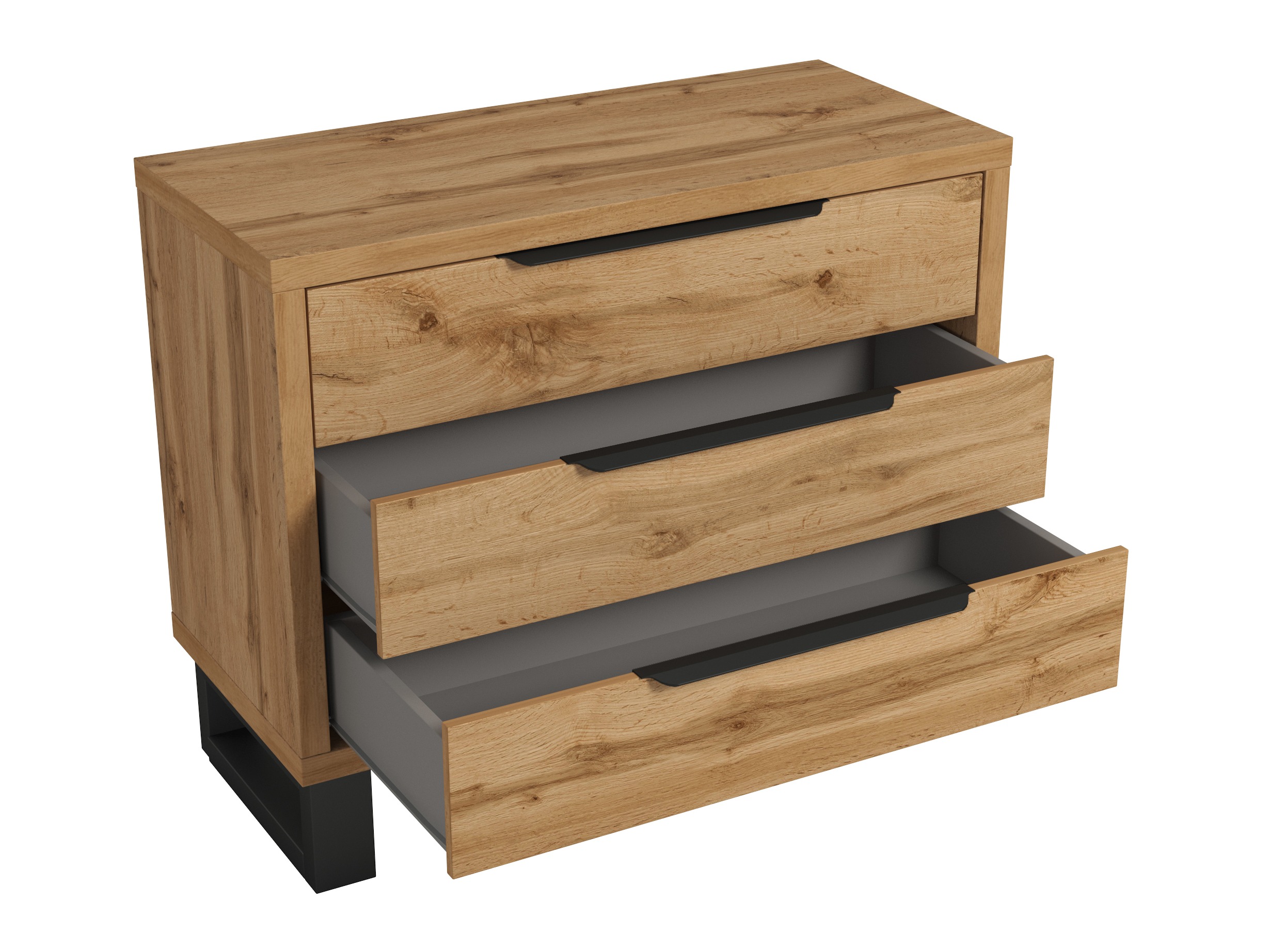 Cómoda Avicavu 124 (Roble wotan + Negro)