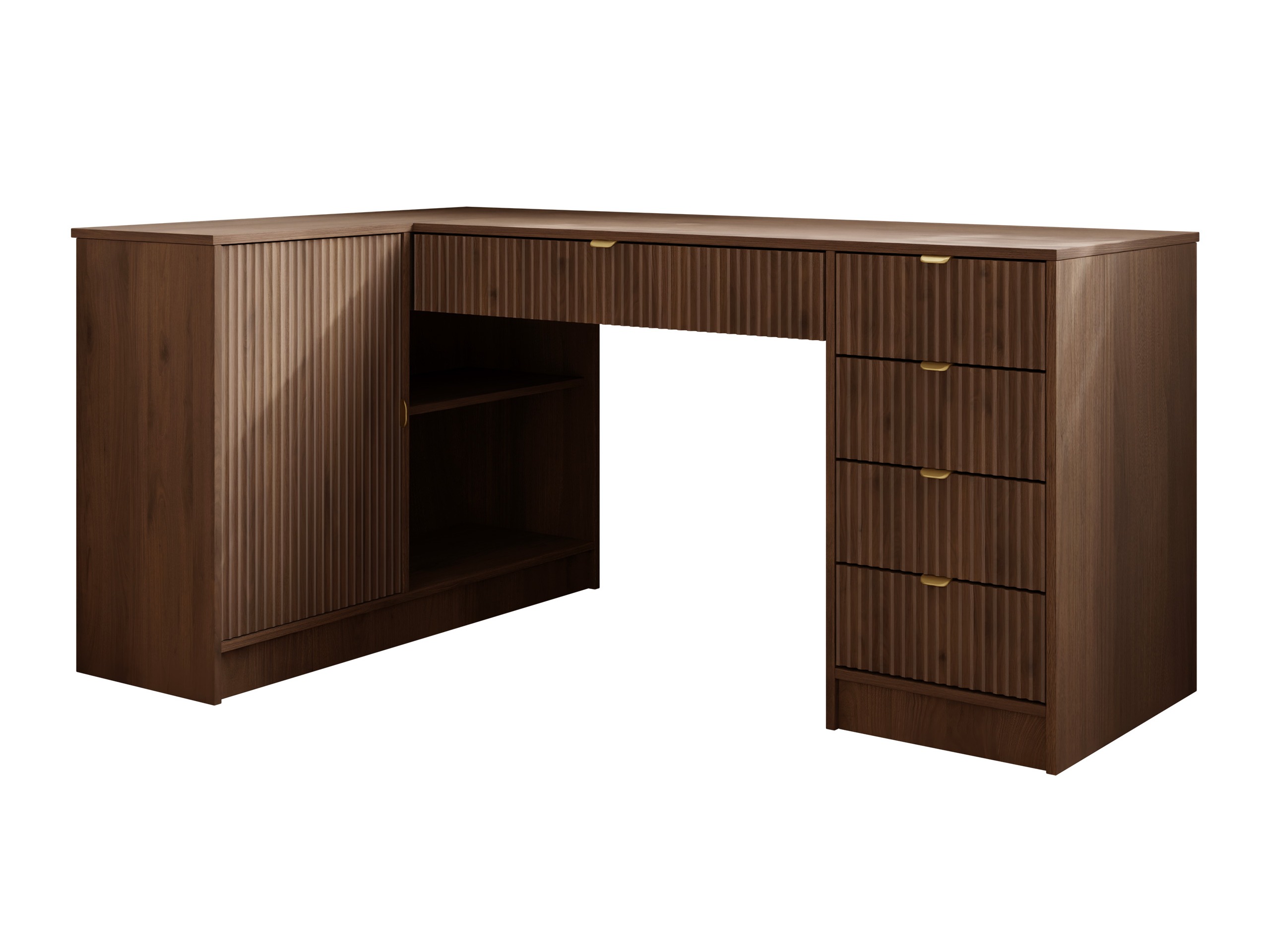 Mesa de ordenador esquinera Comfivo Papilio II (Nogal)