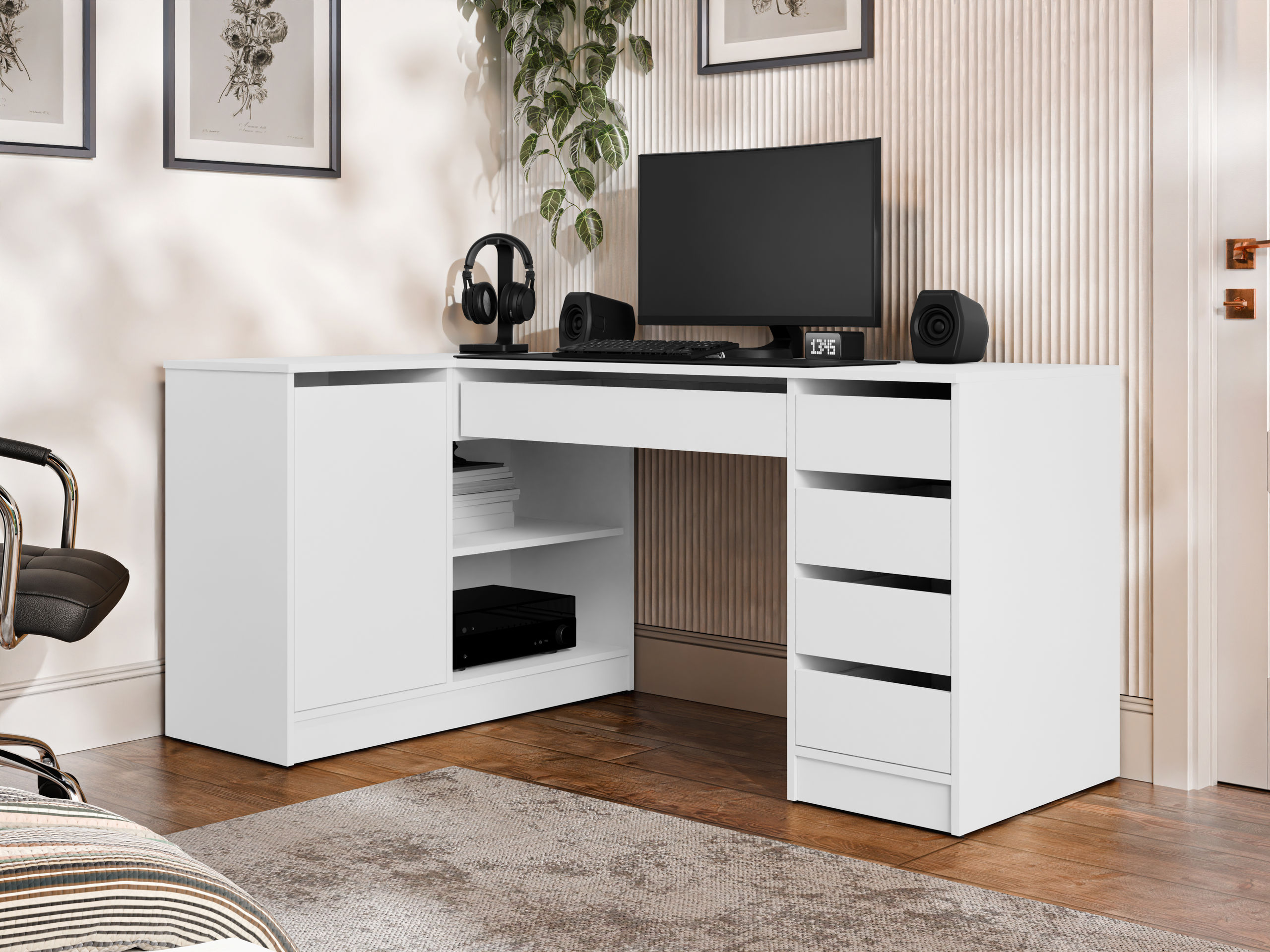 Mesa de ordenador esquinera Comfivo Terros III (Blanco)