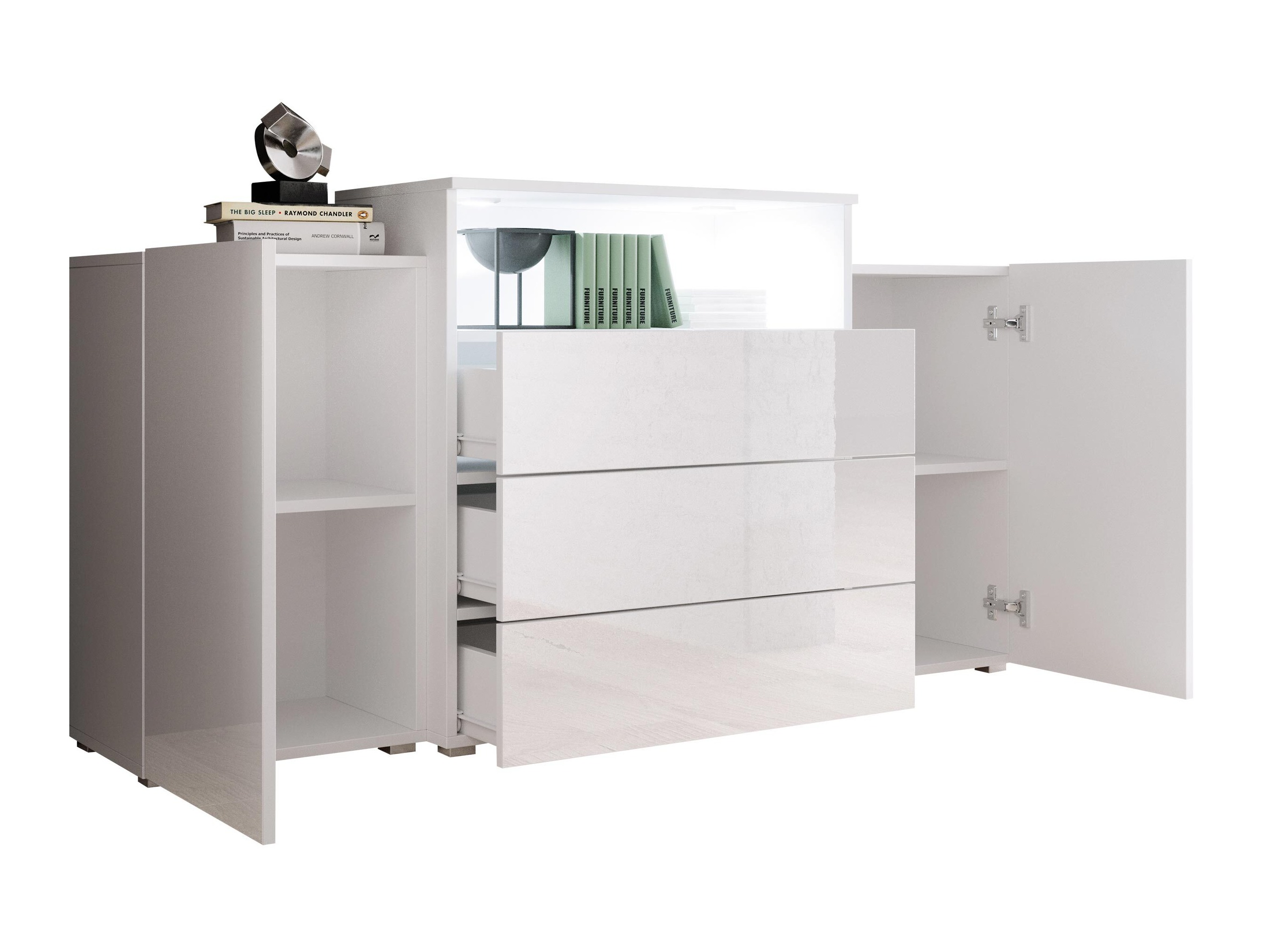 Cómoda Sarasota 127 (Blanco + Blanco brillante)