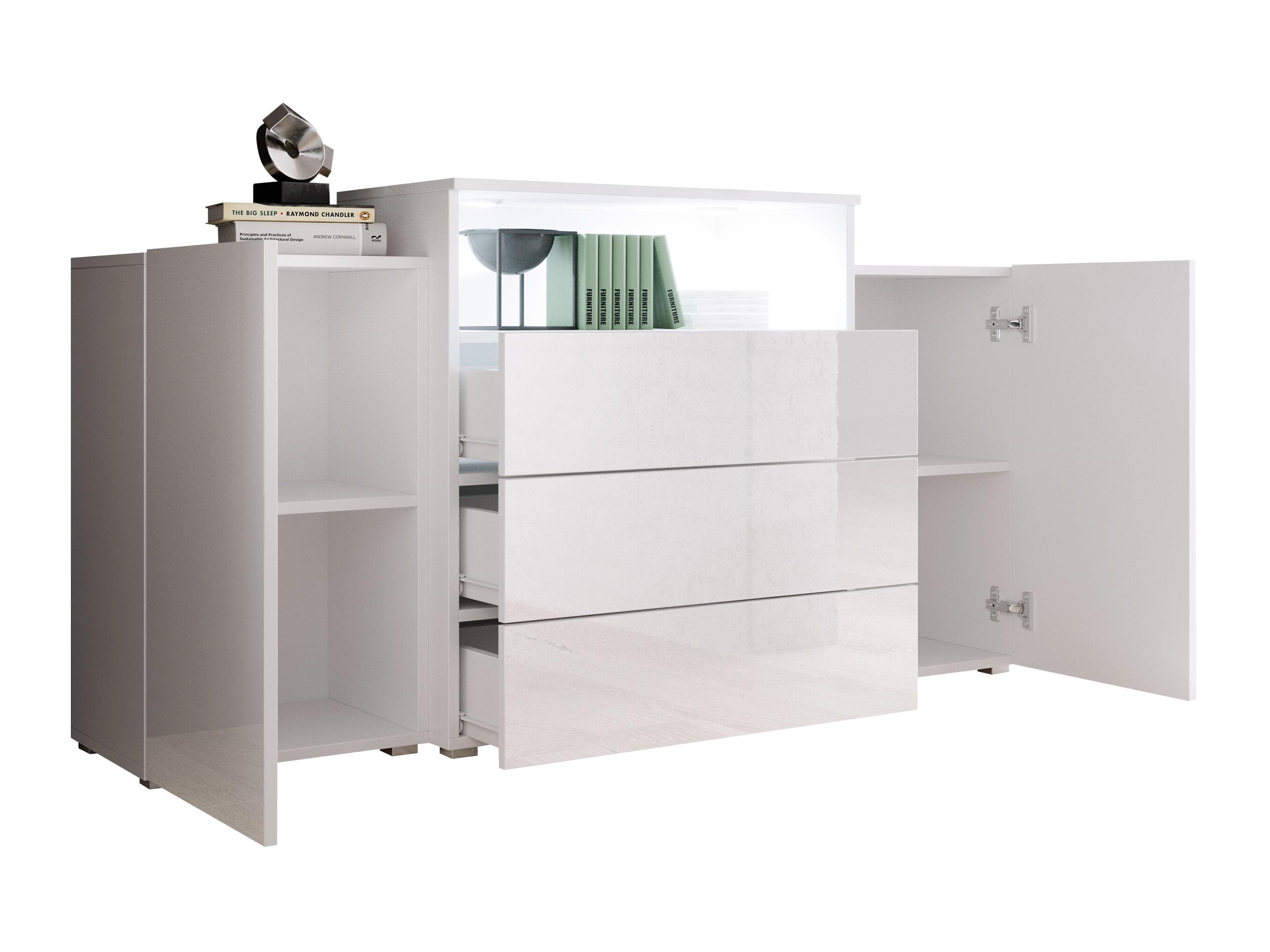 Cómoda Sarasota 127 (Roble wotan + Blanco brillante)