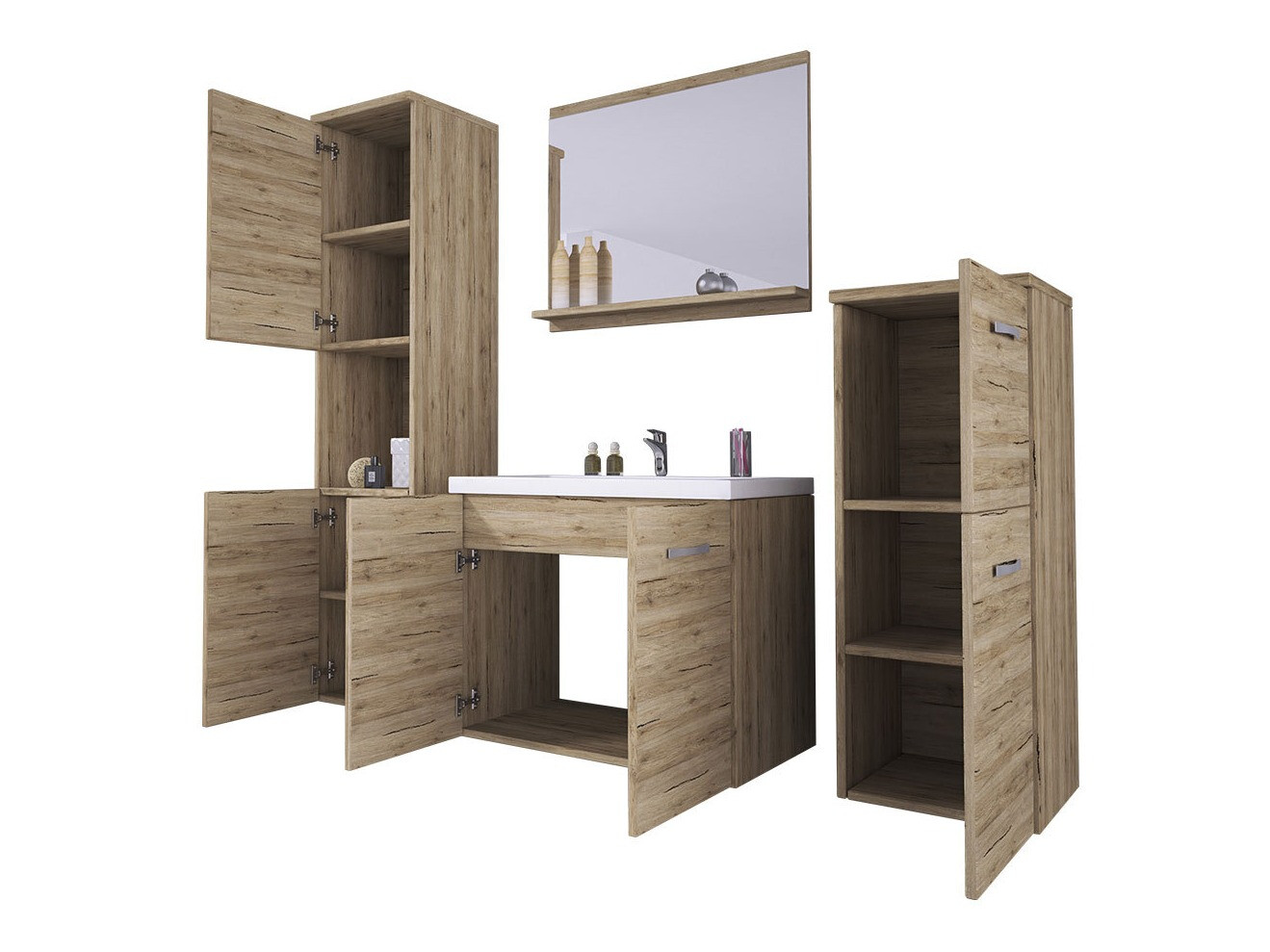 Conjunto de mueble de baño Sarasota 108 (Madera gris + Castaña)