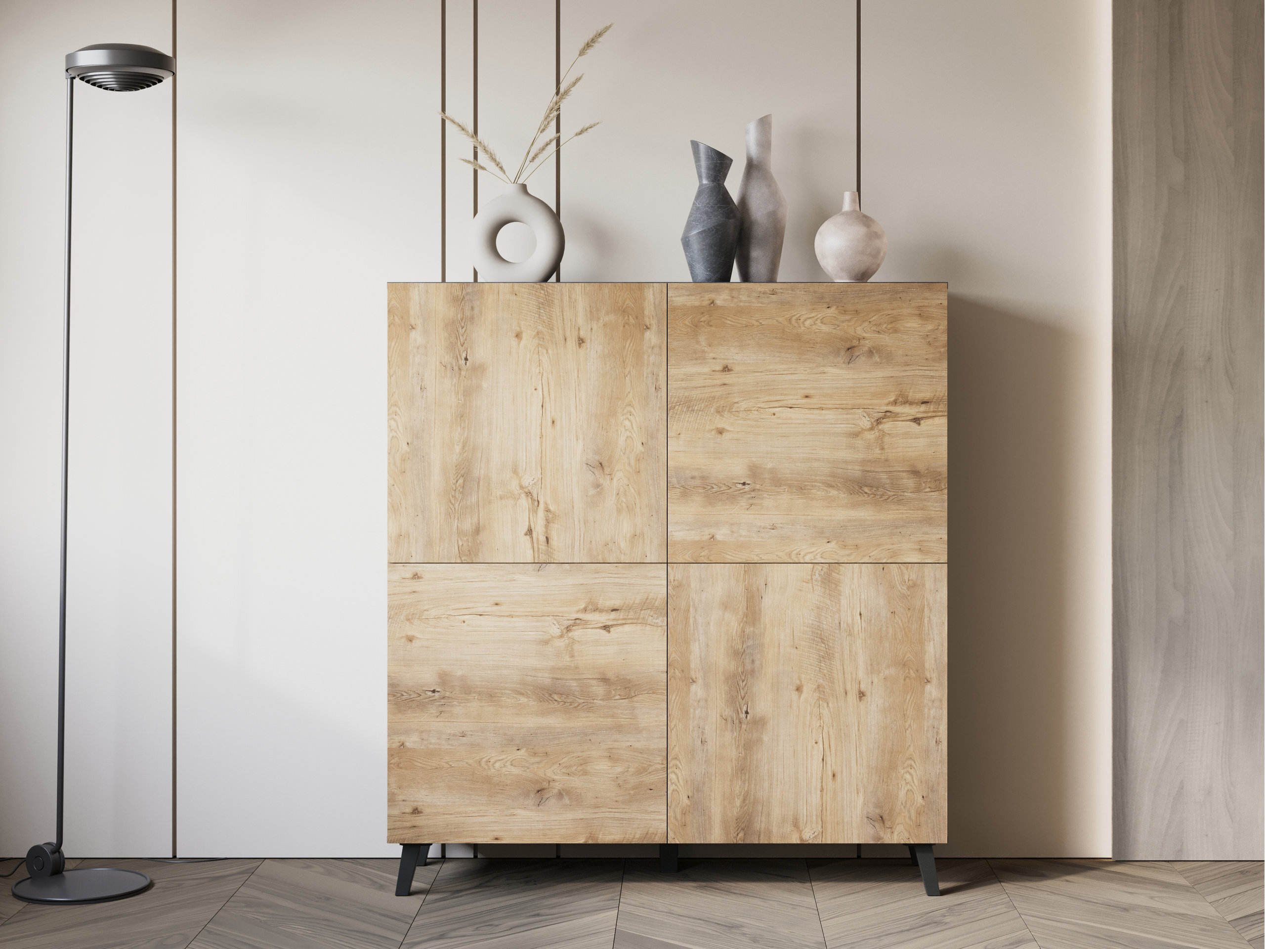 Aparador Levtive 100 (Madera gris + Castaña)