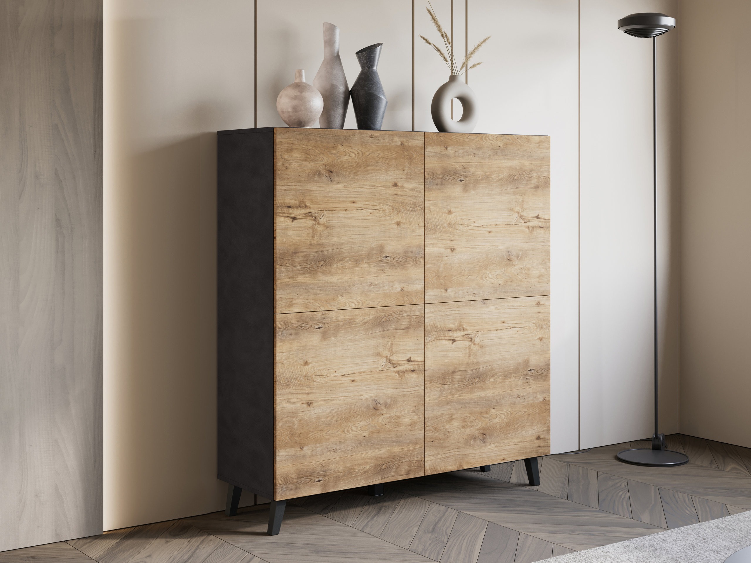 Aparador Levtive 100 (Madera gris + Castaña)