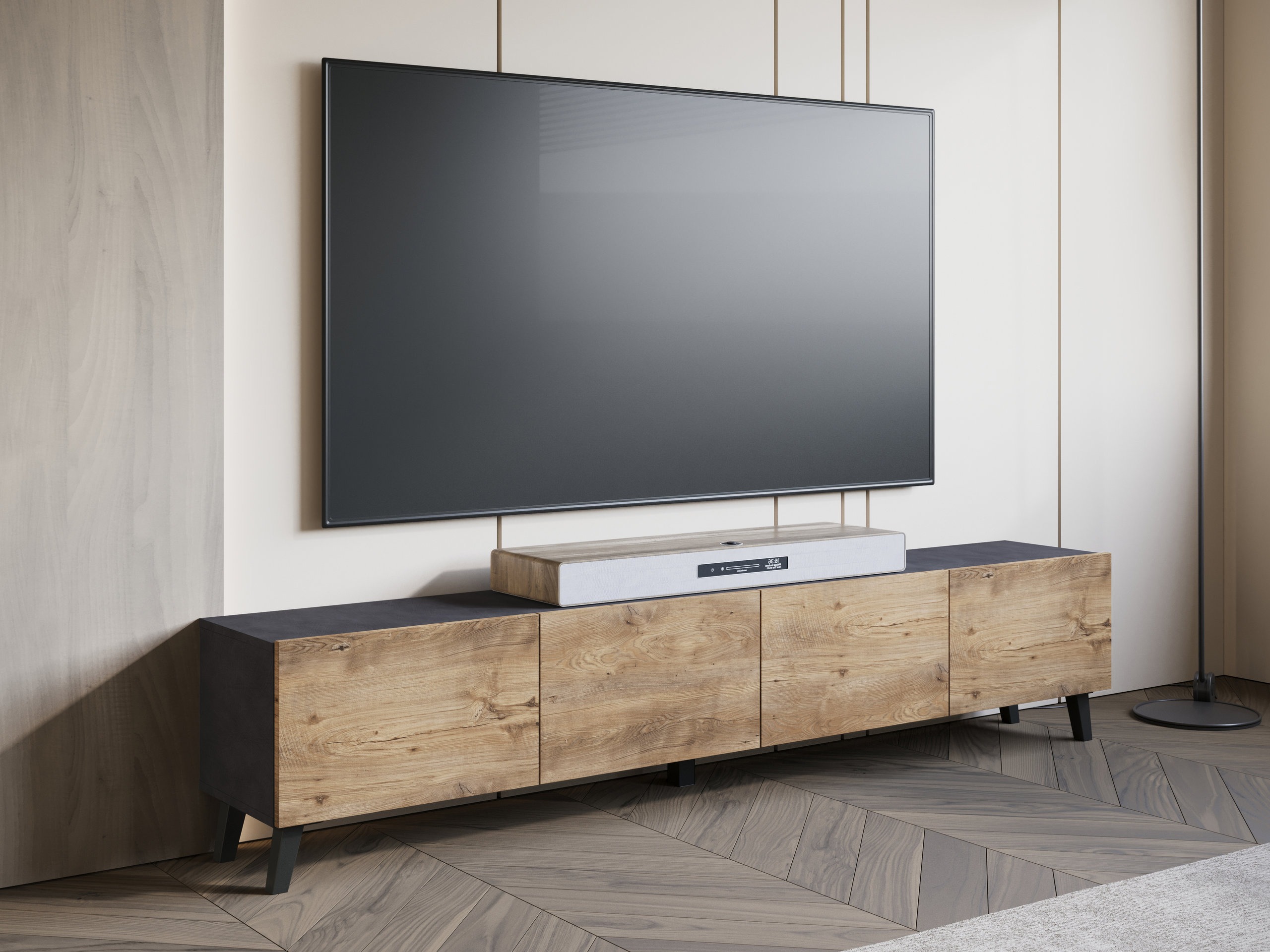 Mueble TV Levtive 101 (Madera gris + Castaña)
