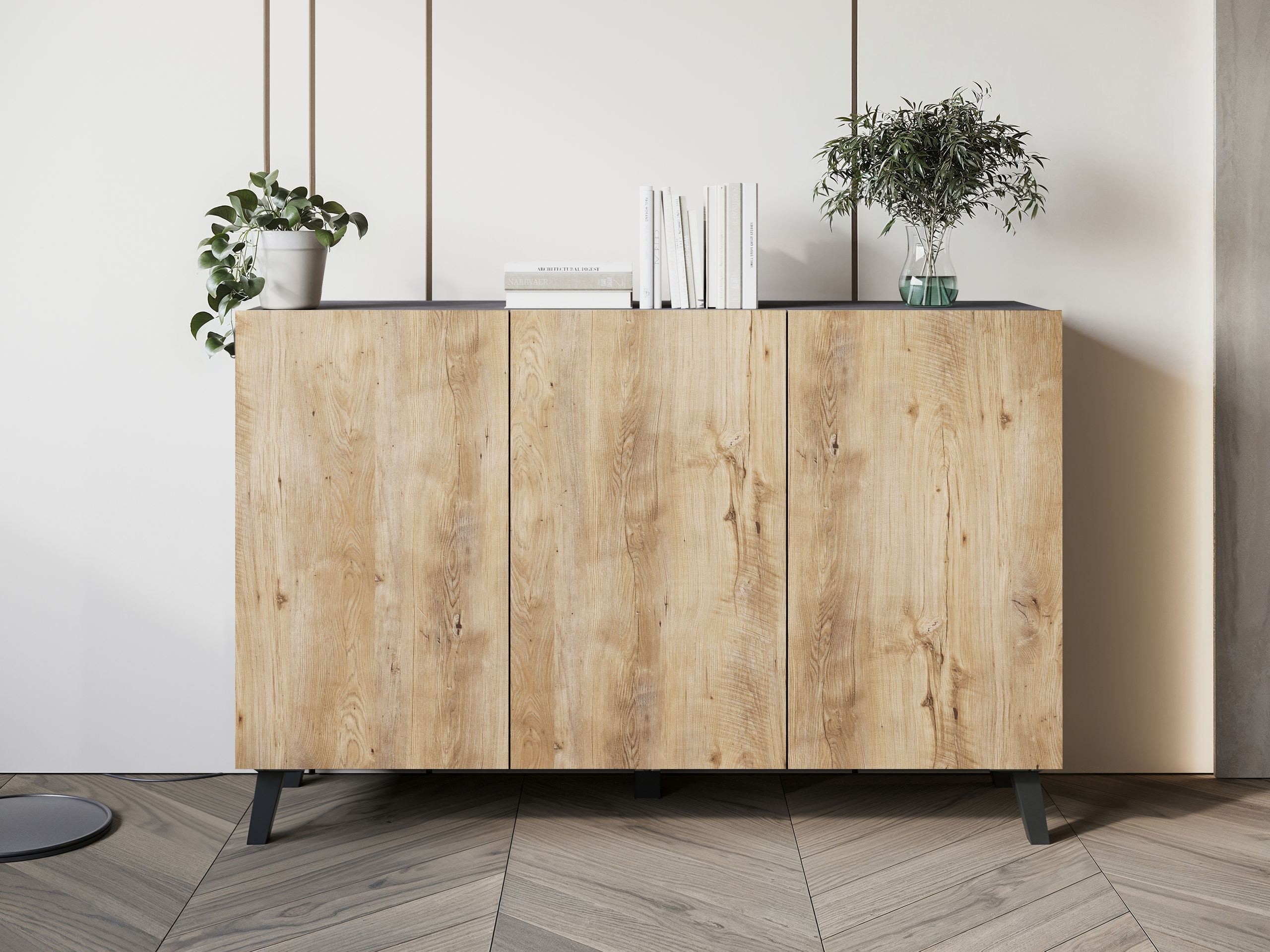 Aparador Levtive 102 (Madera gris + Castaña)